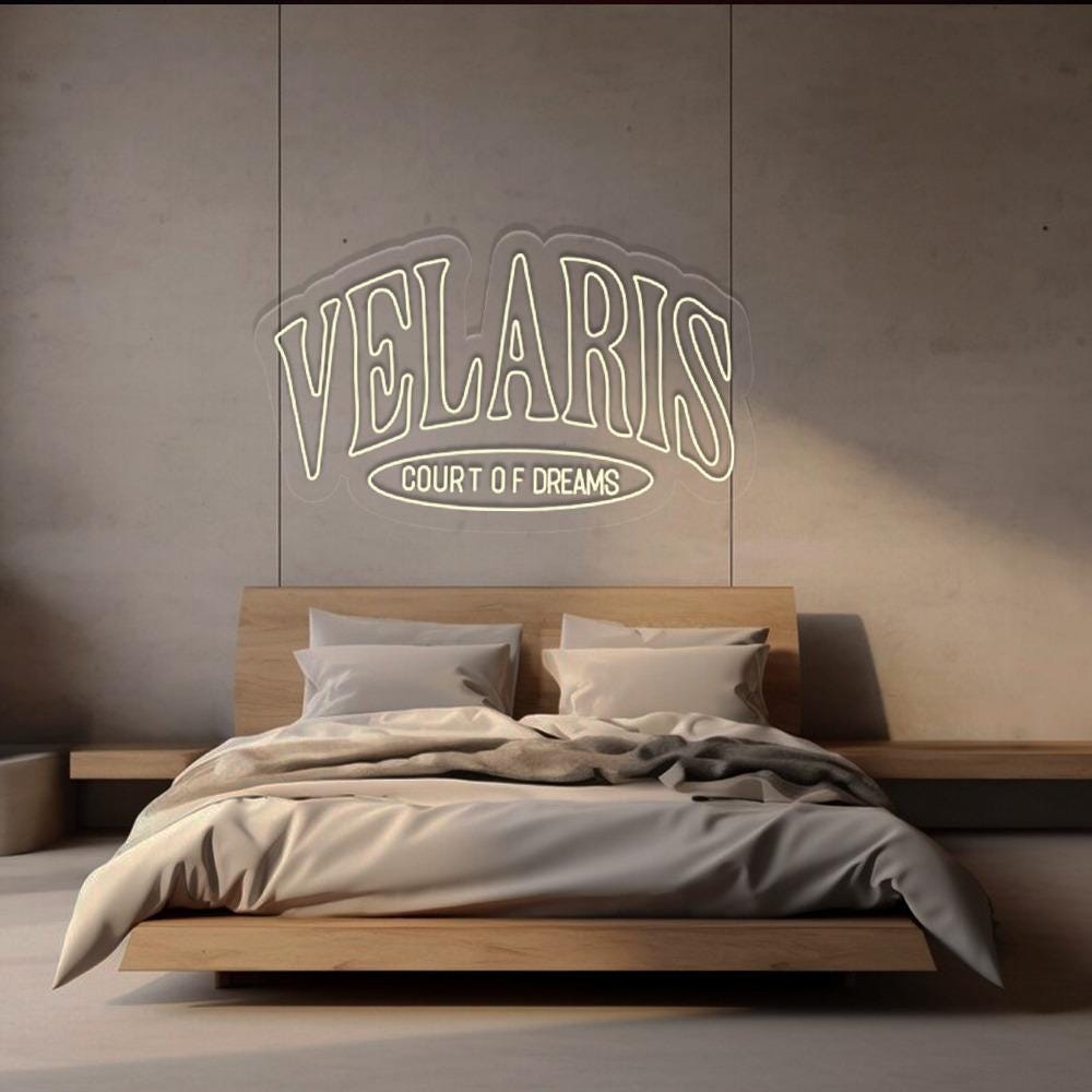 Velaris ACOTAR Neon Sign, To The Stars Who Listen Quote Neon, Velaris Night Court Rhysand Feyre Licensed, SJM Universe Merch Bookish Gifts