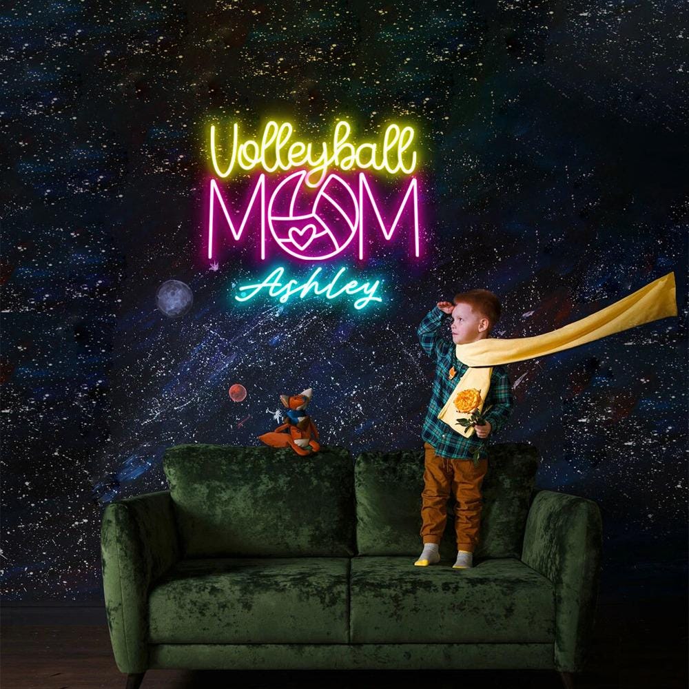Custom Volleyball Mom Neon Sign, for Mom Volleyball Neon, Mothers Day Neon with Kid Name, Volleyball Mom Neon Sign Gifts for Mom