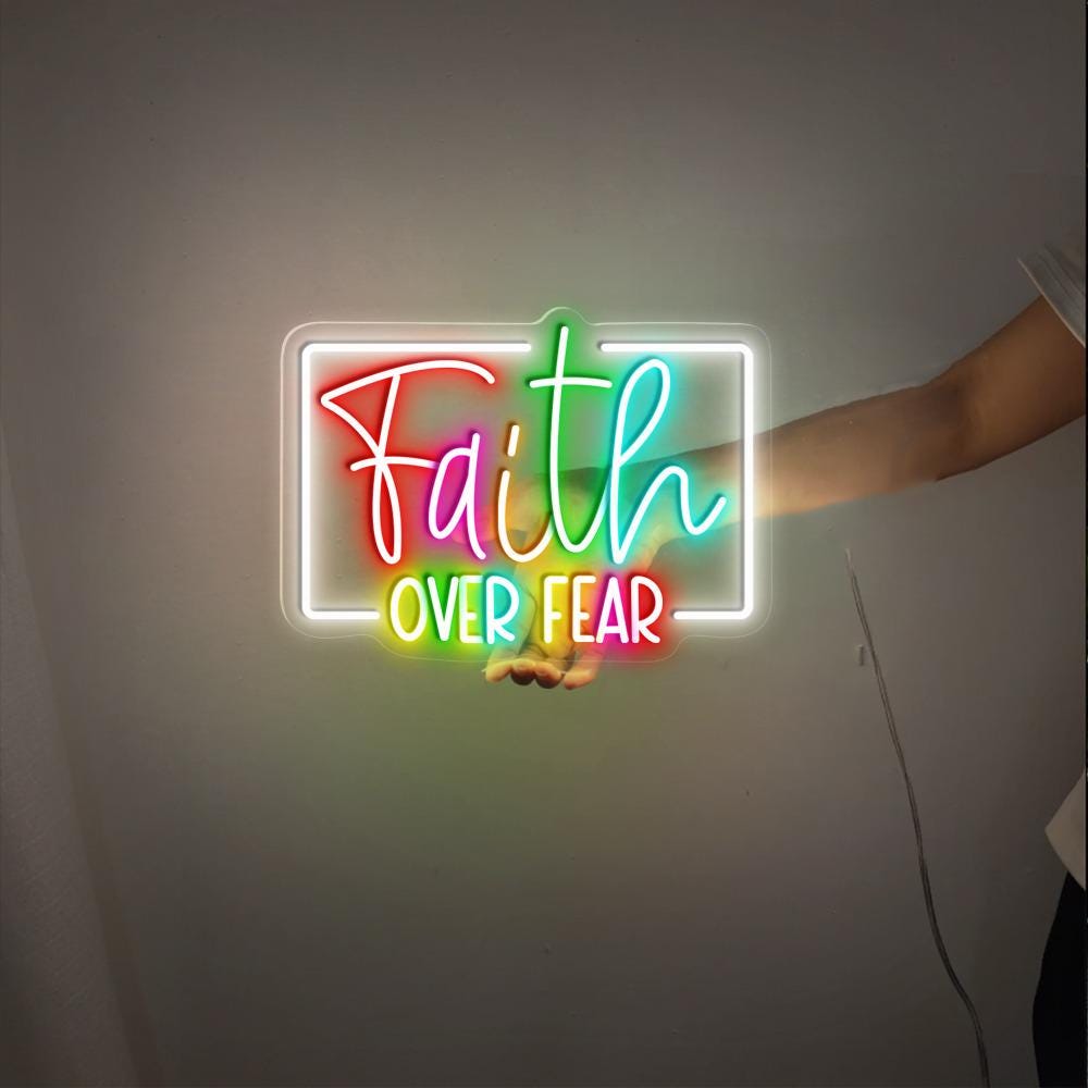 Faith Over Fear Neon Sign Gifts, Inspirational Christian Neon, Bible Quote Neon, Faith Neon For Women, Kindness Neon Sign, Bible Verse Neon