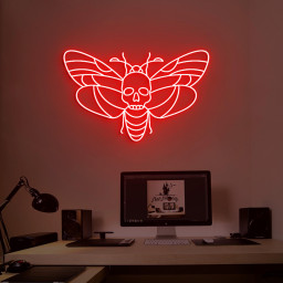 Death Face Moth Neon Sign, Death's Head Moth Wall Gothic Art, Dark Gothic Wall Neon Light, Personalized Moth Gifts, Dark Gothic Gifts