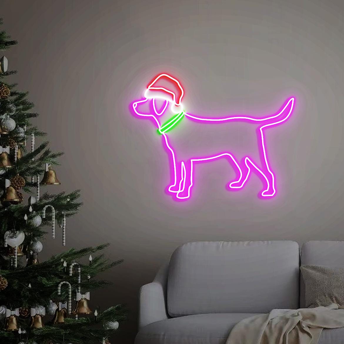 Christmas Dog Neon Sign, Christmas Black Lab Puppy Home Decor, Holiday Dog Mom Gift, Dog Christmas Wall Decor, Dog Lovers