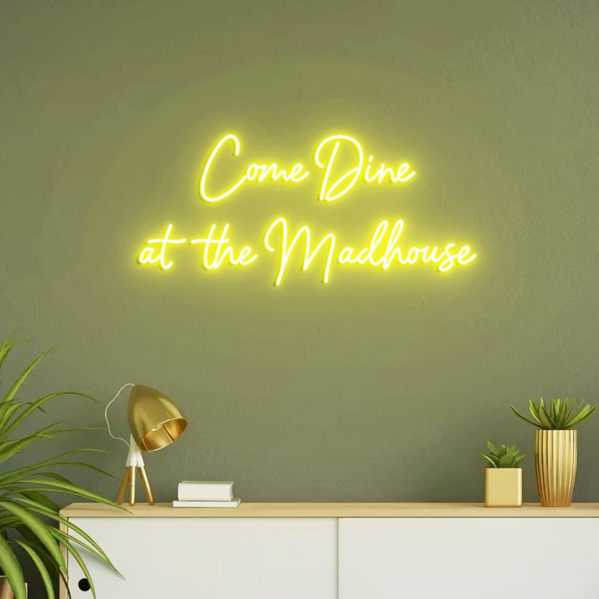 Come Dine At the Madhouse Neon Sign, Madhouse Sign, Neon Sign Dining Room Decor, Funny Signs for Dine Room Wall, Madhouse Wall Decor