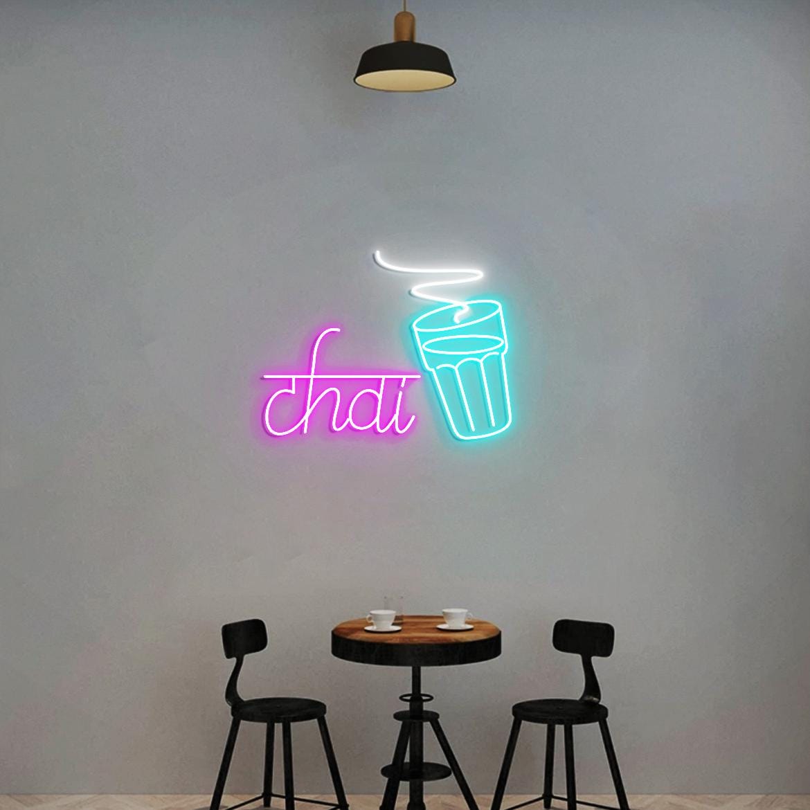 Chai Neon Sign Light, Indian Chai Sign for Dining Room, Restaurants Decor, India Chai Bar Wall SignChai, Chai Sign for Business Decor