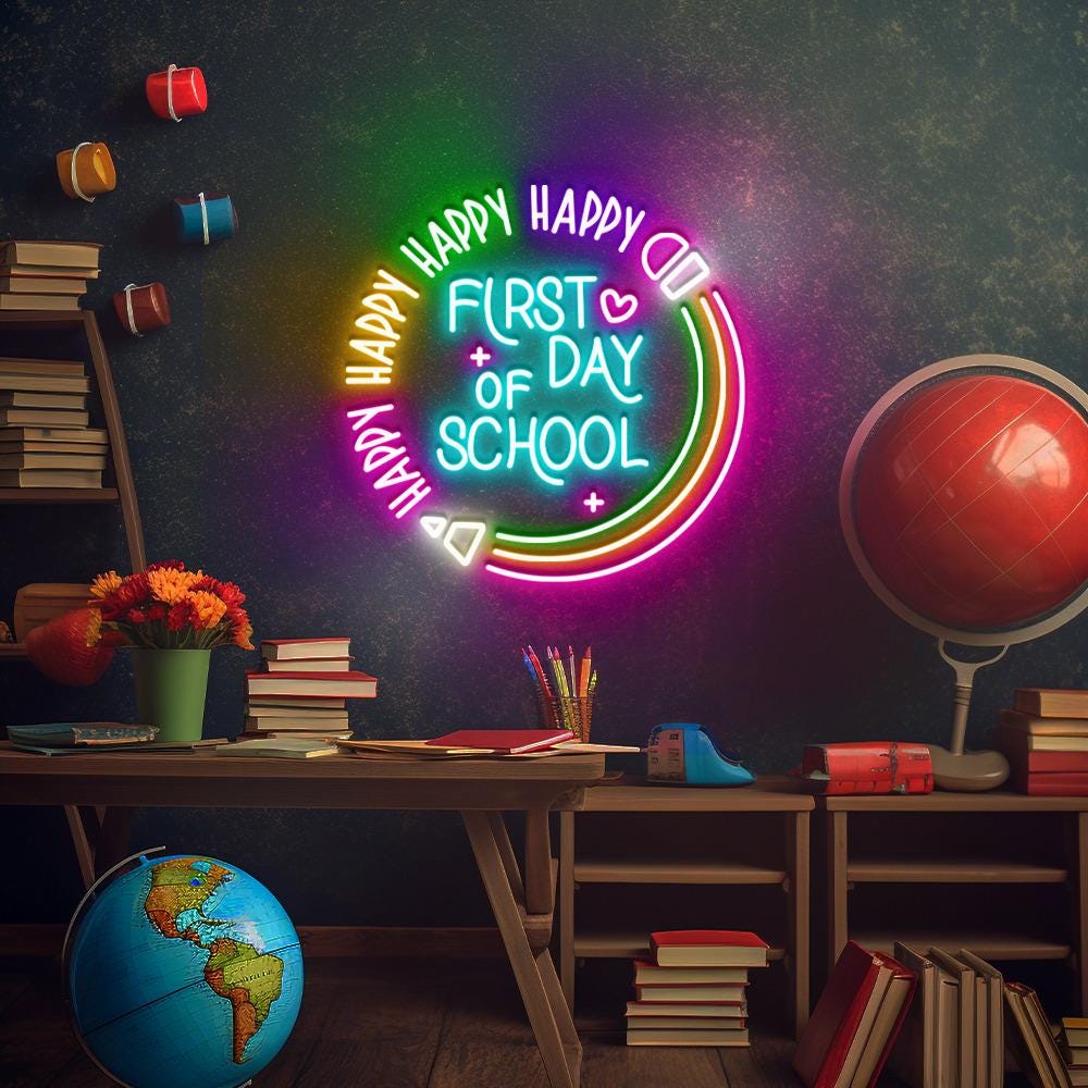 First Day of School Neon Sign, Happy First Day of School Neon, Teacher Life Neon, School Neon, 1st Day of School, Teacher Appreciation Gifts