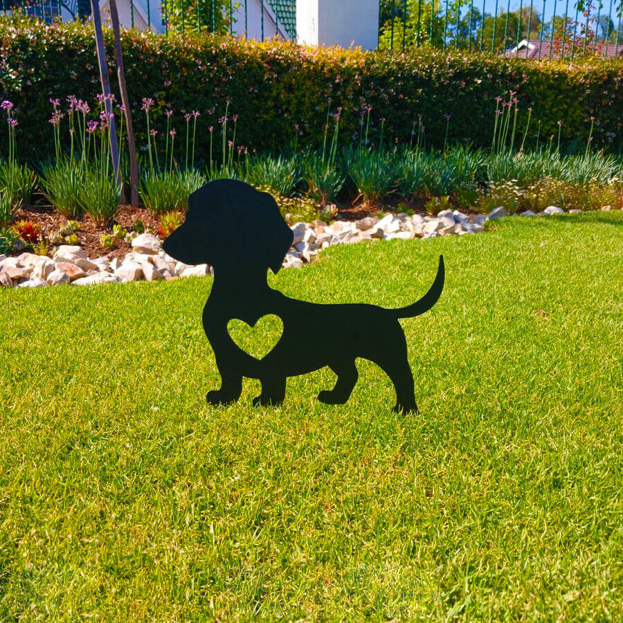 Dachshund Love Staked Garden Art