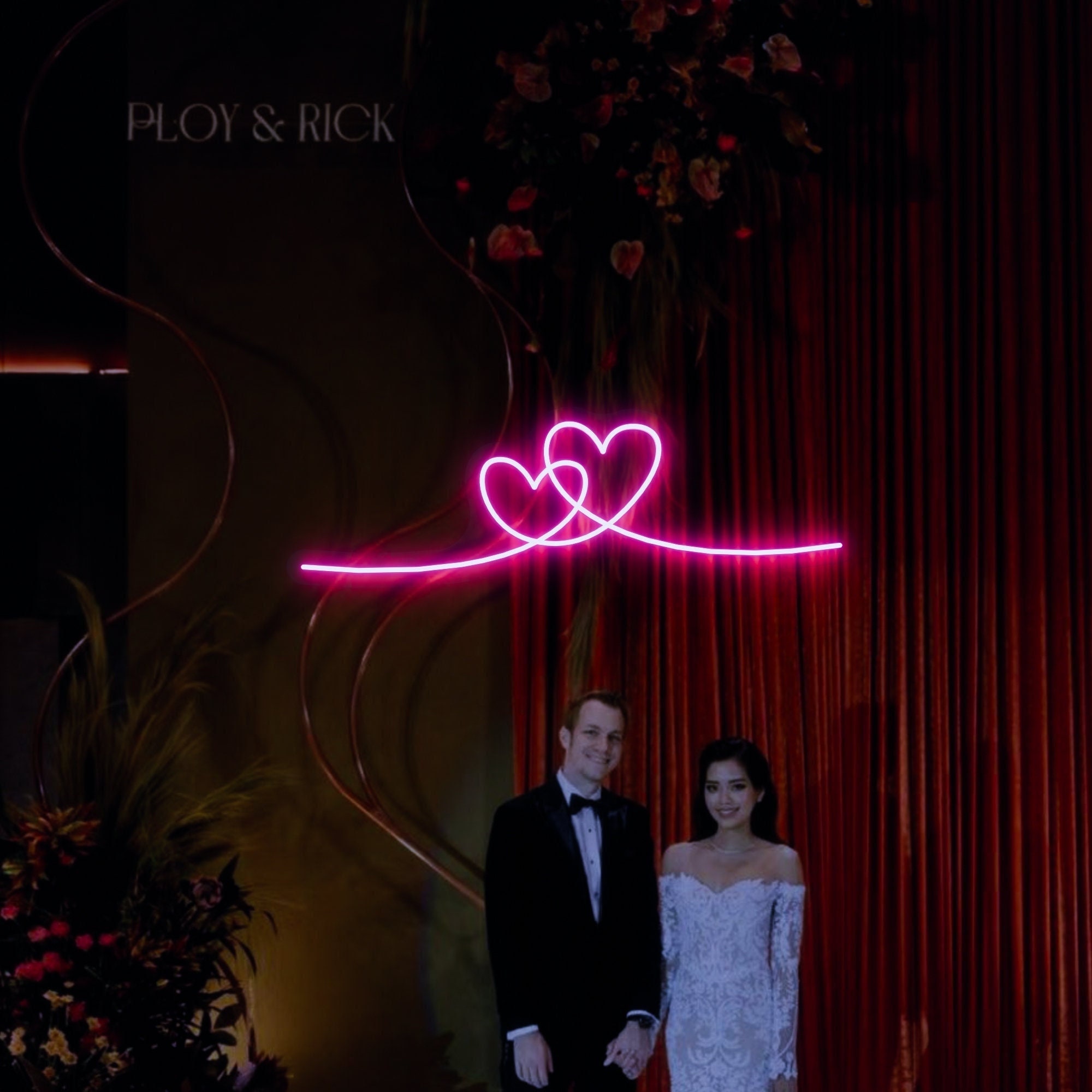 Double Heart Neon Signs, White LED Neon Lights ,Decorative Lover Neon Sign , Wedding, Valentine's Day,Bedroom Lights Gift,Neon Sign Heart