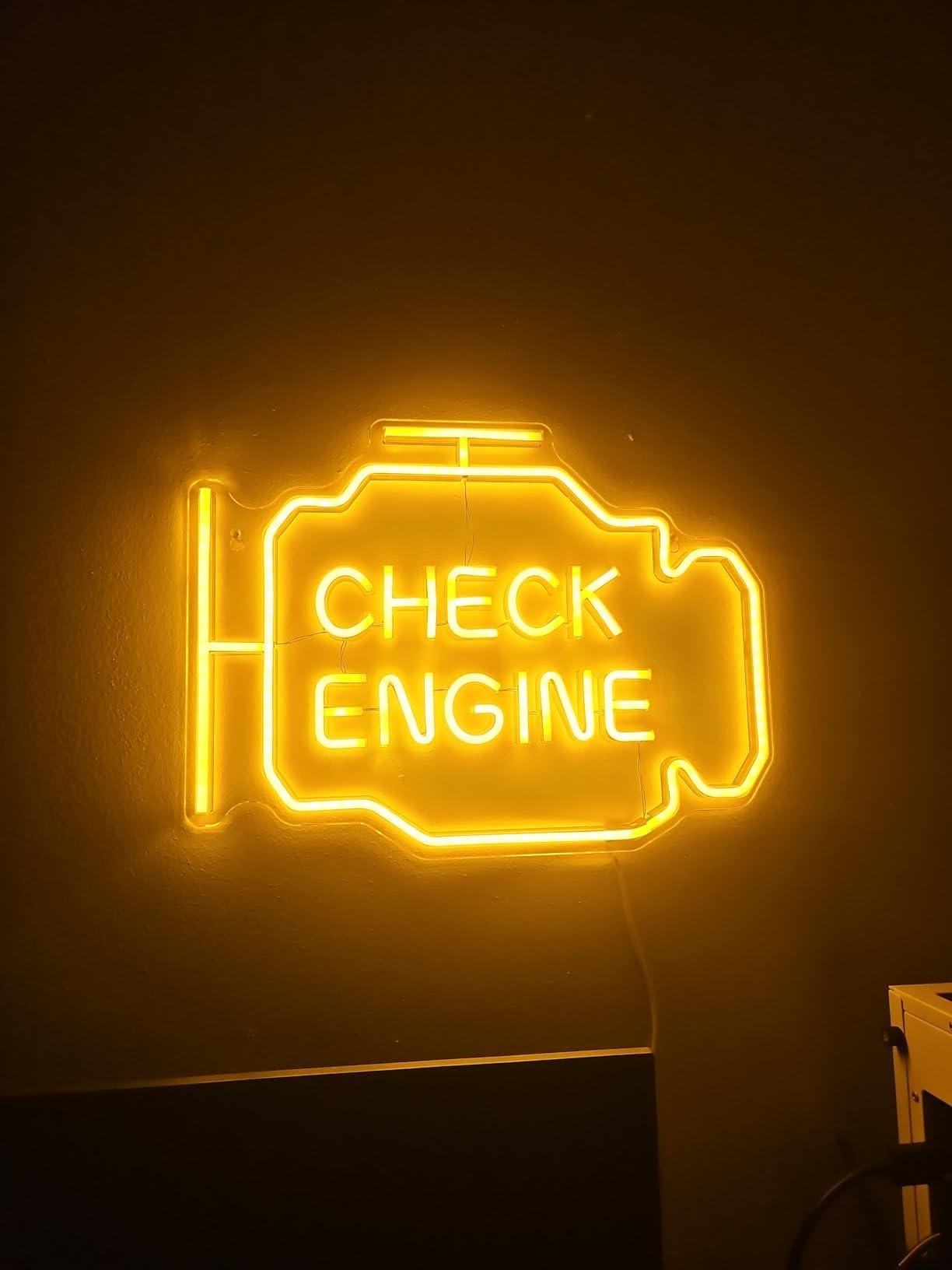 Check Engine Neon Sign,Garage Decor, LED Neon Signs for Wall Decor,Check Engine Light,Neon Sign for Garage Decor, Auto Repair Workshop
