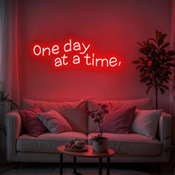 One Day at a Time Neon Sign Custom Motivational Text LED Light Wall Decor for Bedroom Office Sign Selfcare Gift, Modern Apartment Decor