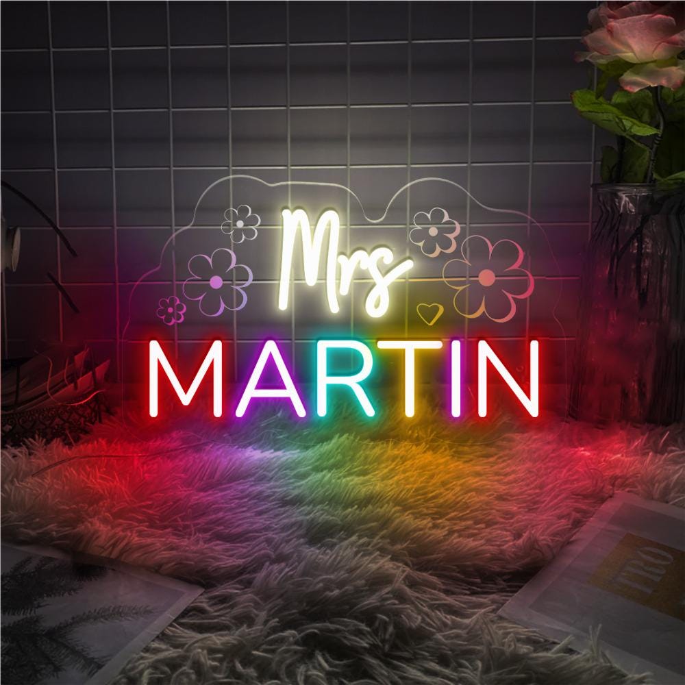 Personalized Teacher Door or Wall Neon Sign, Classroom Sign, Teacher Name Neon Sign, Classroom Door Hanger, Personalized Teacher Neon Sign