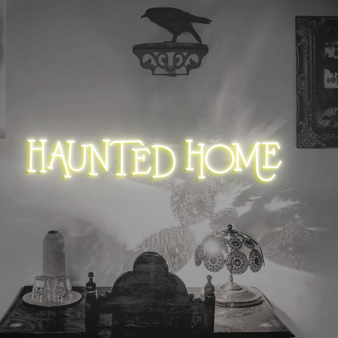 Haunted Home Sign, Haunted Sign Home Decor, Halloween Haunted Home Sign, Halloween Home Decor, Halloween Decor Idea, Haunted House Decor