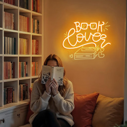 Book Lover Neon Sign Custom Aesthetic LED Light for Bookshelf Reading Nook Gift for Bookworm Bedroom Wall Decor Cozy Reading Room Light Sign