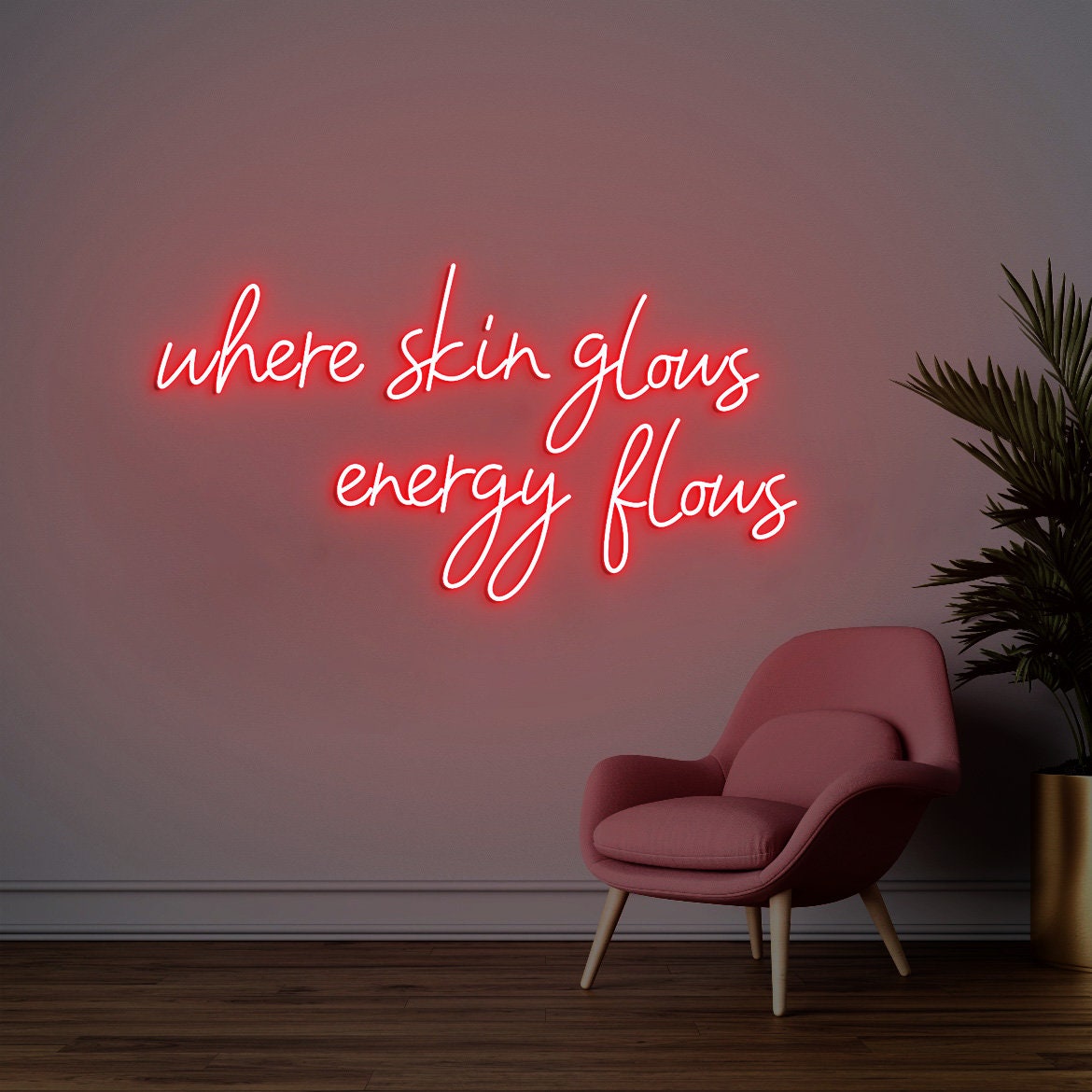 Where Skin Glows Energy Flows Neon Sign, Spa Wall Decor, Esthetician Decor, Beauty Salon Sign, SkinCare Facial Room Wall Decor