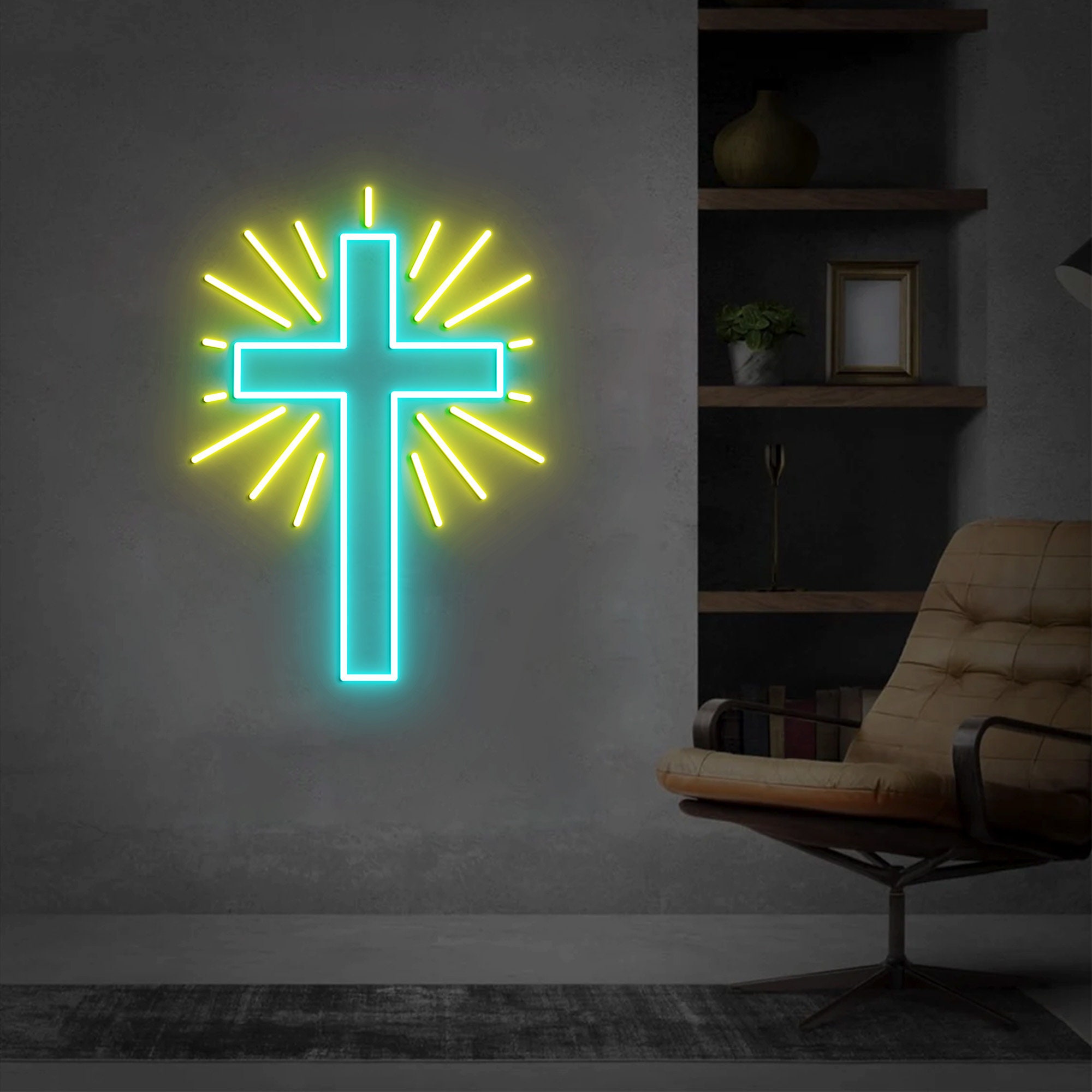Christian Cross Neon Light, Neon Sign Light Decor, Cross Neon Sign, Bedroom Neon Lights, Religious Faith Neon Sign, Wall Decoration