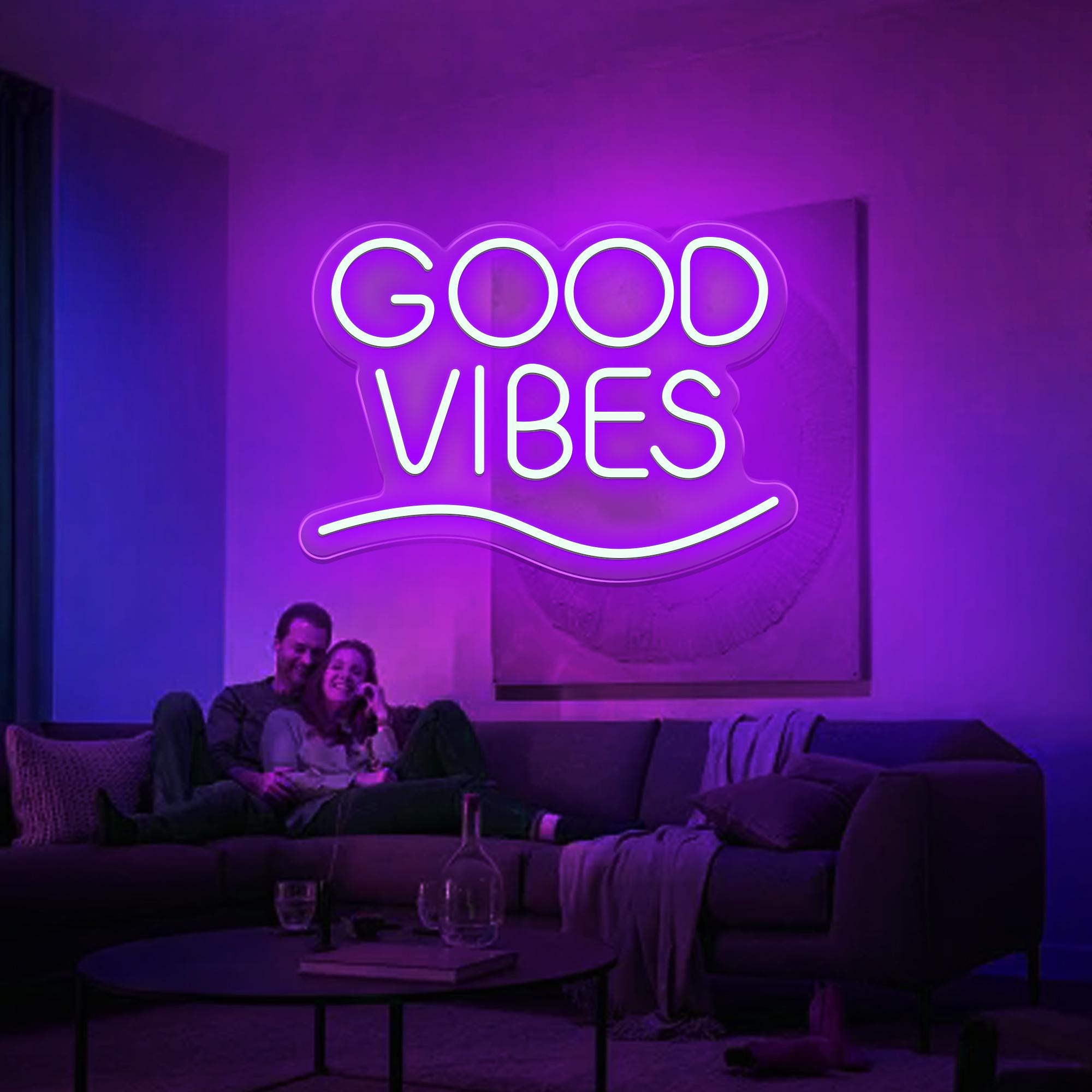 Good Vibes Neon Sign, Large Good Vibes Neon Lights for Bedroom, Wall, Game Room Decor, Good Vibes Led Signs for Party, Gift, Valentine's Day
