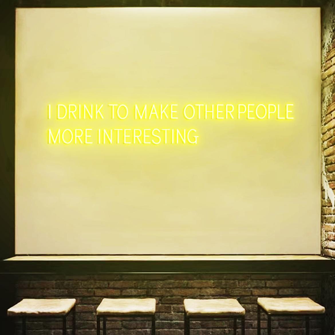 I Drink To Make Other People More Interesting Neon Light Sign, Hemingway Quote Neon Light for Bar, Plug Powered Neon Signs for Bar
