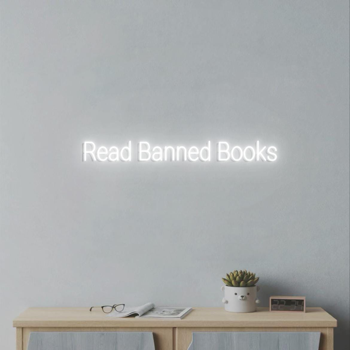 Read Banned Books Neon Light Sign, Funny Books Sign for Books Room Wall, Books Sign for Book shelf, Banned Sign Books Wall Decor, Read Sign
