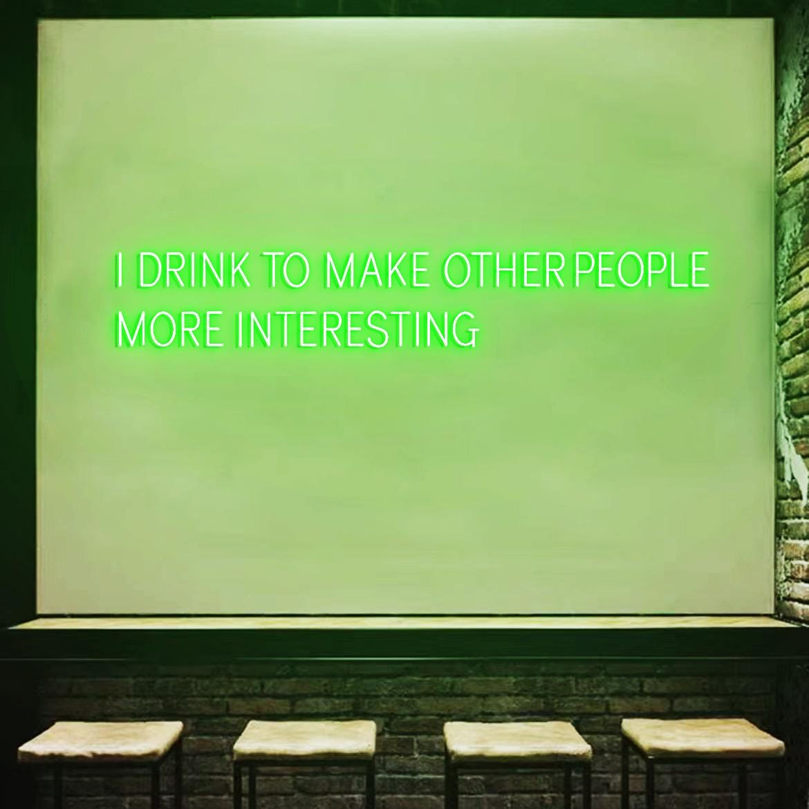I Drink To Make Other People More Interesting Neon Light Sign, Hemingway Quote Neon Light for Bar, Plug Powered Neon Signs for Bar