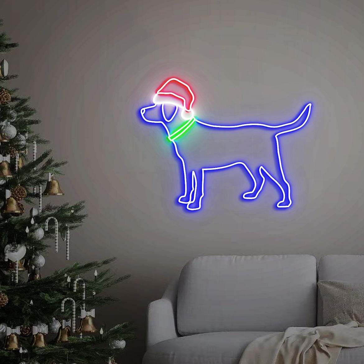 Christmas Dog Neon Sign, Christmas Black Lab Puppy Home Decor, Holiday Dog Mom Gift, Dog Christmas Wall Decor, Dog Lovers