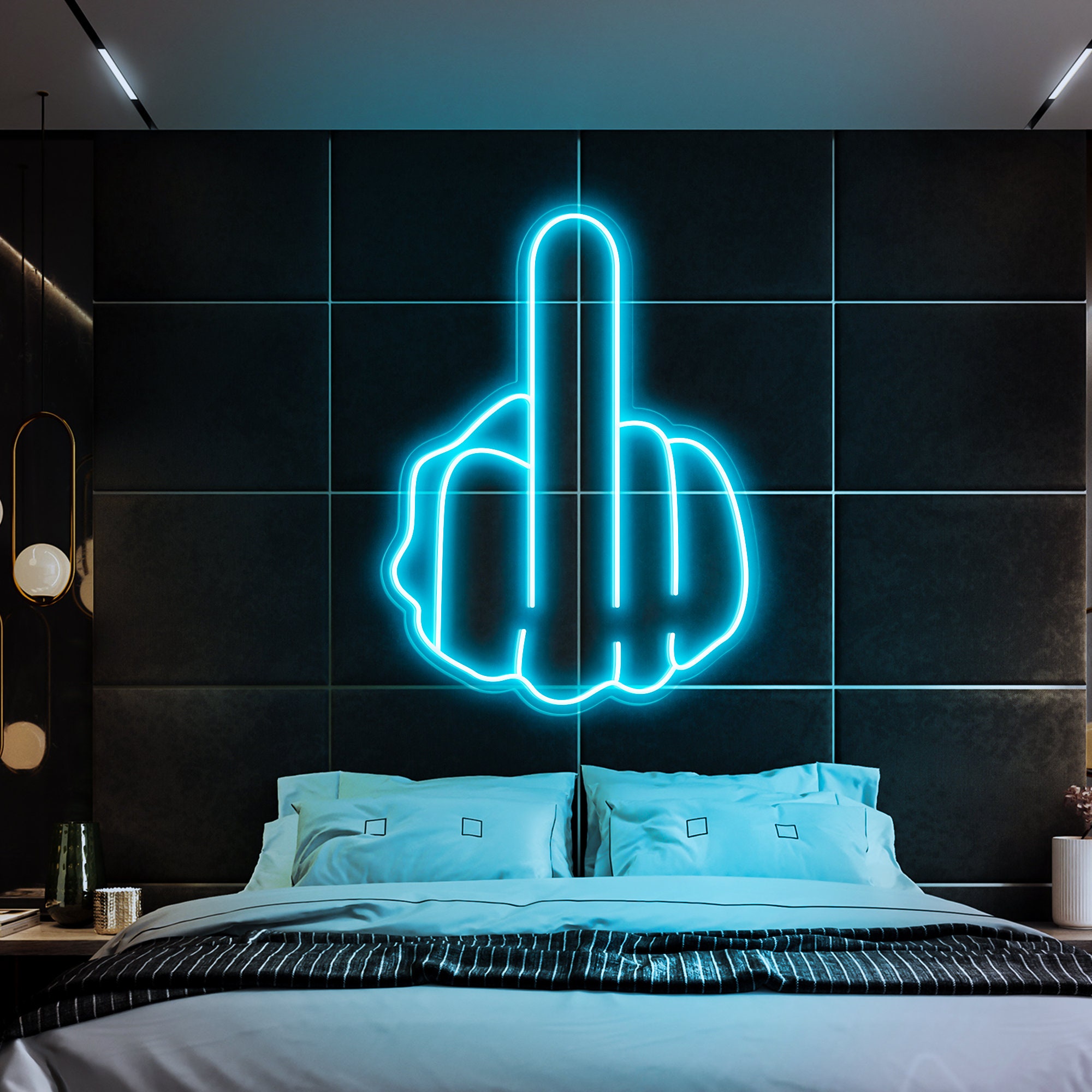 Middle finger Custom Neon Sign Lights Decor Game Room Wall, Decor Home Personalized Gifts From NeonArtists