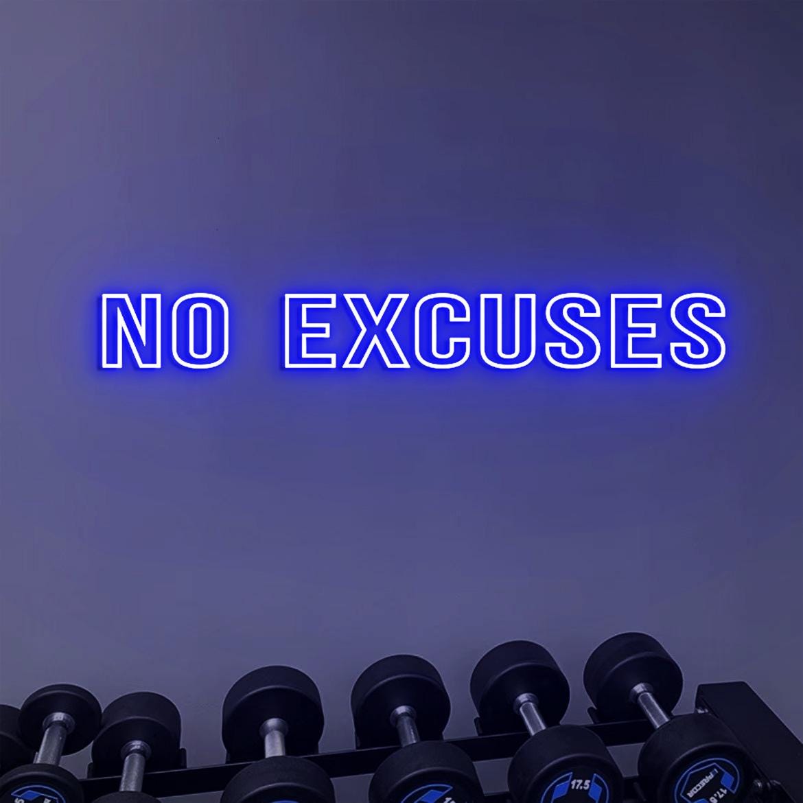 No Excuses Neon Sign Light, NO EXCUSES Sign Gym Wall, Motivational Quotes Signs for Fitness Wall, Training Room Wall Signs, Gym Presents