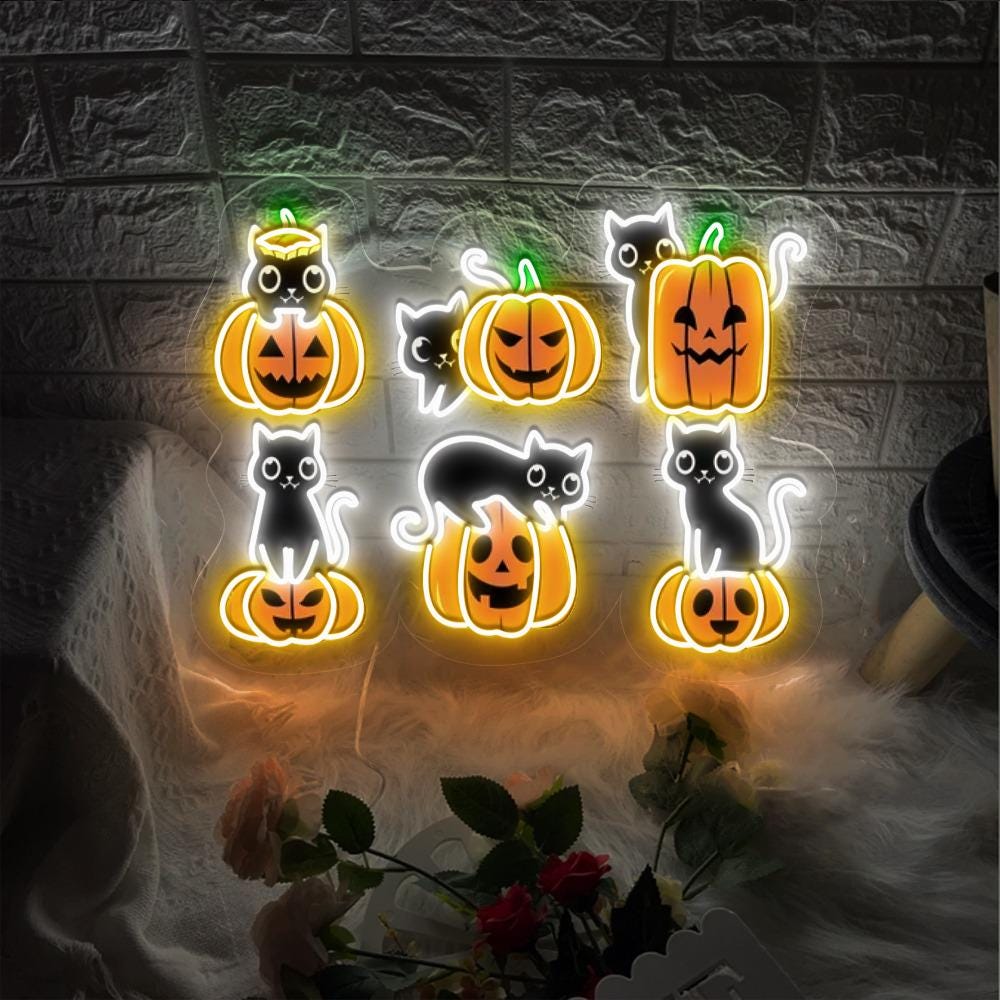 Halloween Neon Sign, Cat Neon Led, Ghost Neon, Halloween Neon, Cool Halloween Cat Neon, Cat Lover Neon, Black Cat Neon, 2024 Spooky Seas