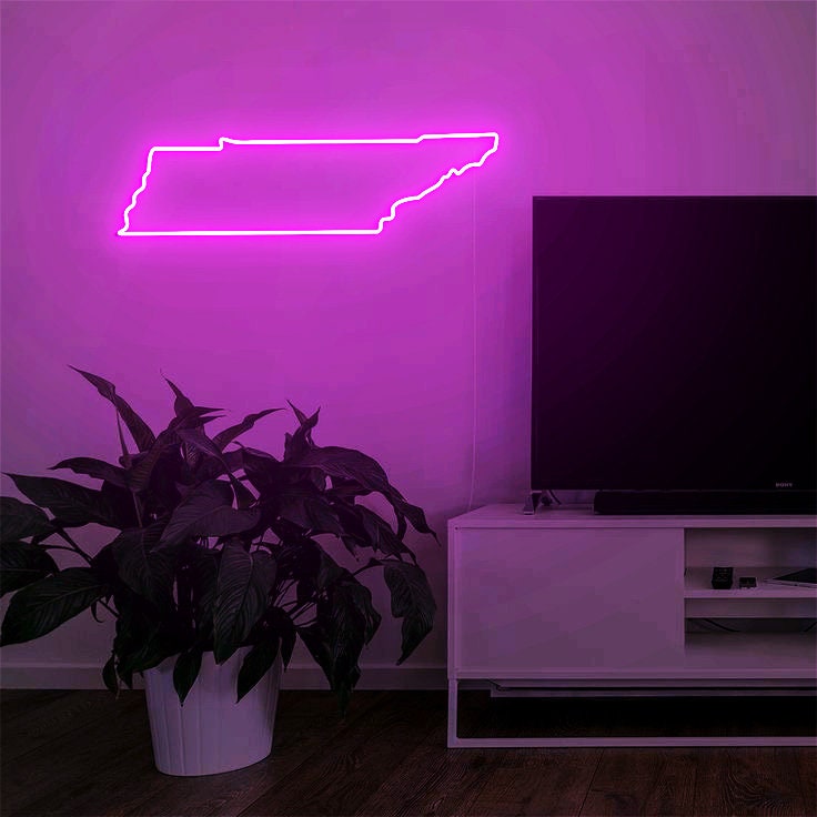 Tennessee State Neon Sign, Tennessee Map Wall Art, Tennessee Outline Art, Tennessee Home Decor, Personalized Tennessee Gift