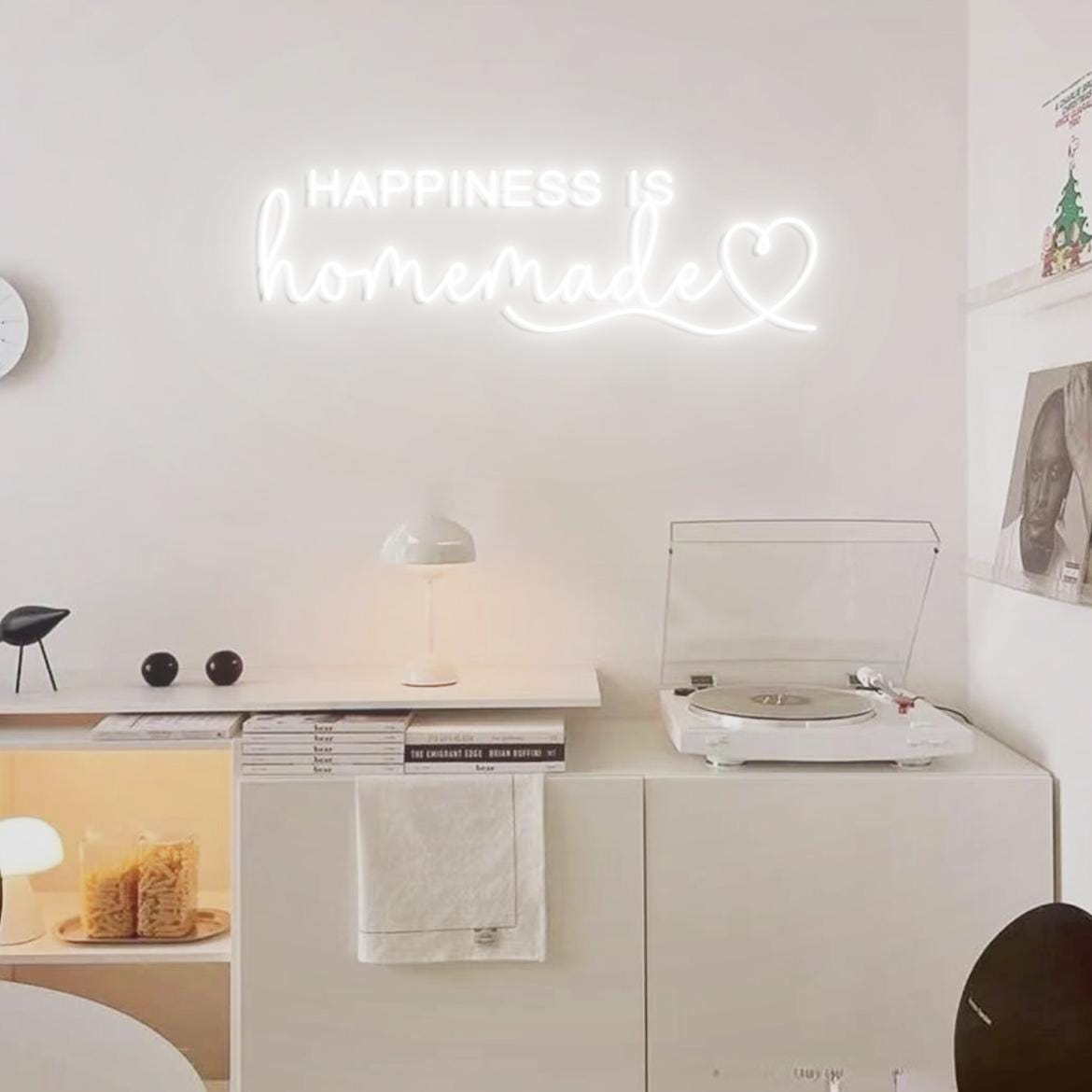 Happiness is Homemade with Heart Neon Sign, Happiness Sign Home Wall, Home Gallery Wall Sign Neon Light, Happiness Sign Kitchen Decor