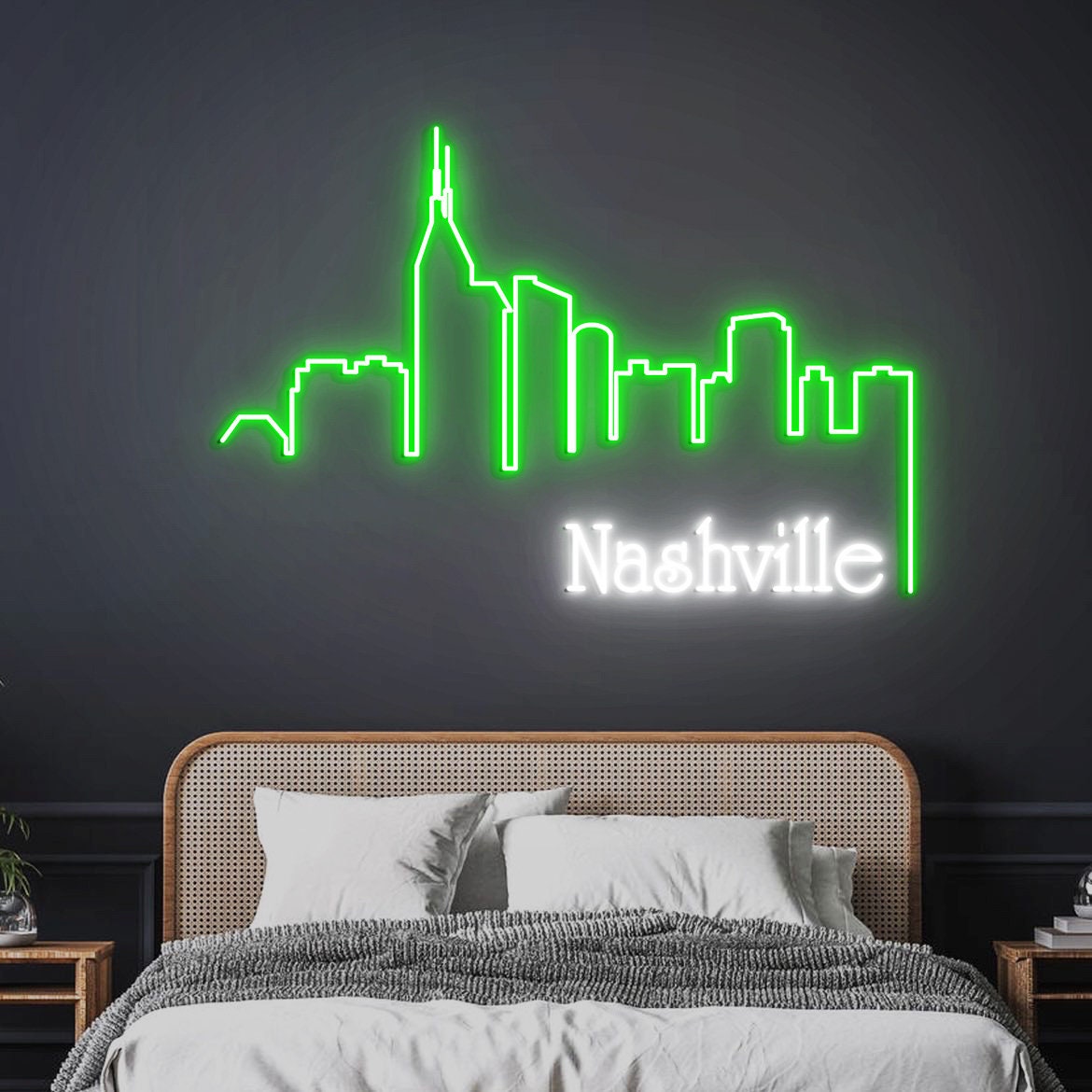 Nashville Skyline Neon Sign, Nashville City Skyline Wall Art, Custom Neon Sign City Skyline, Nashville Home Decor, Nashville Gift