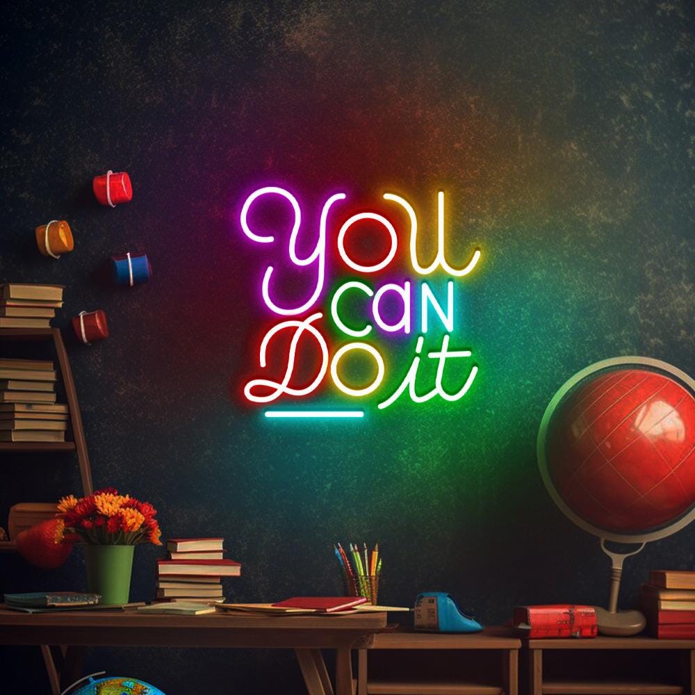 You Can Do It Neon Sign, Positive Affirmation, Kids Wall Neon, Growth Mindset, Classroom Decor, Positive Classroom, Education Gifts
