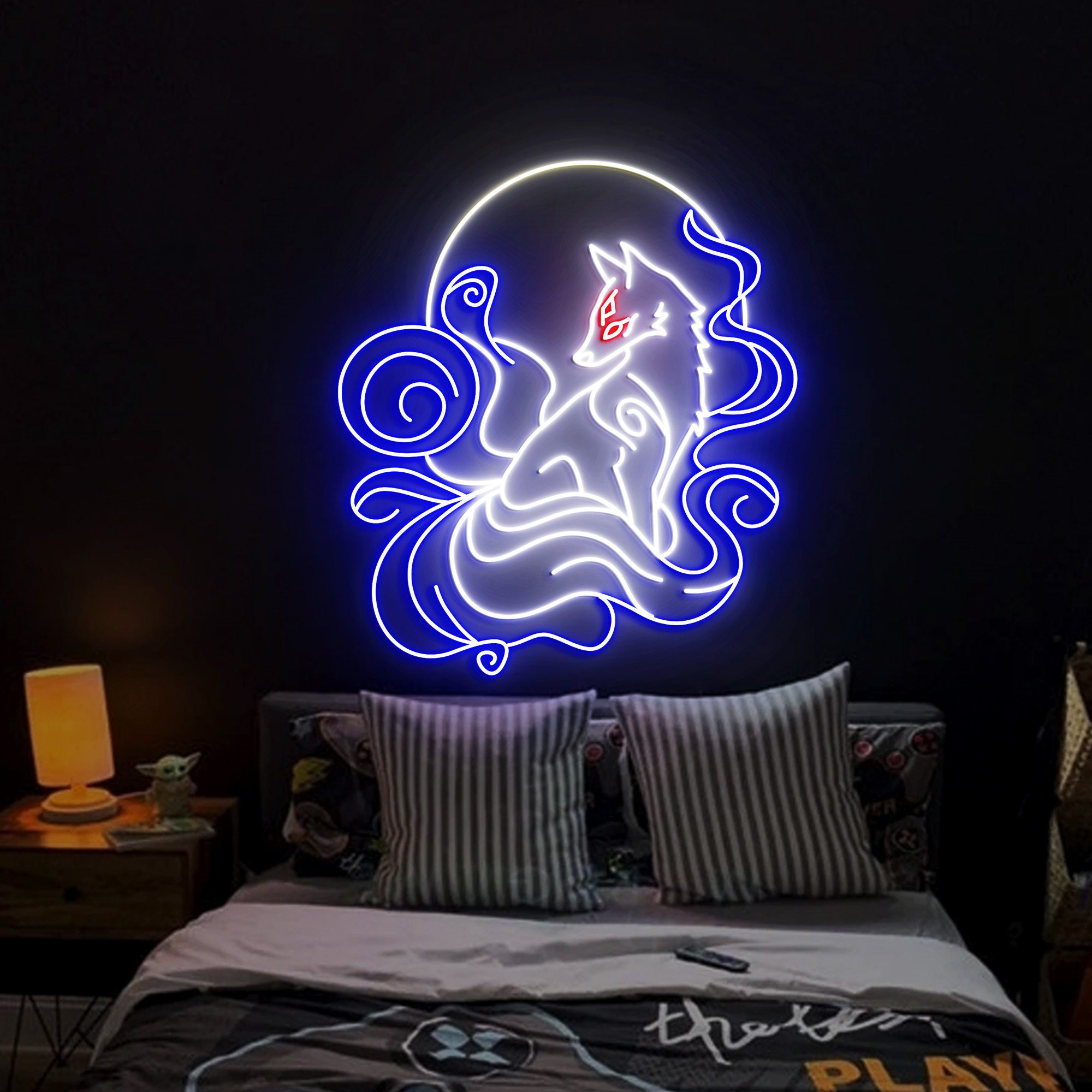 Nine Tailed Fox Neon Sign, Kitsune fox Art Light Decor, Custom Anime Neon Sign, Bedroom Fox Neon Lights, Anime Nine Tailed Fox Wall Art