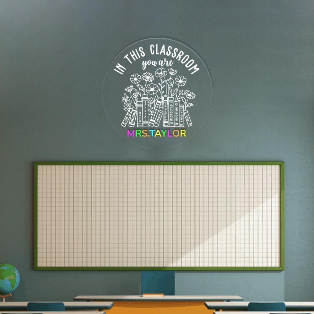 Custom Name Teacher Neon Sign, Teacher Appreciation, It's A Good Day To Read, Classroom Door Hanger, Personalized Language Teacher Neon Sign