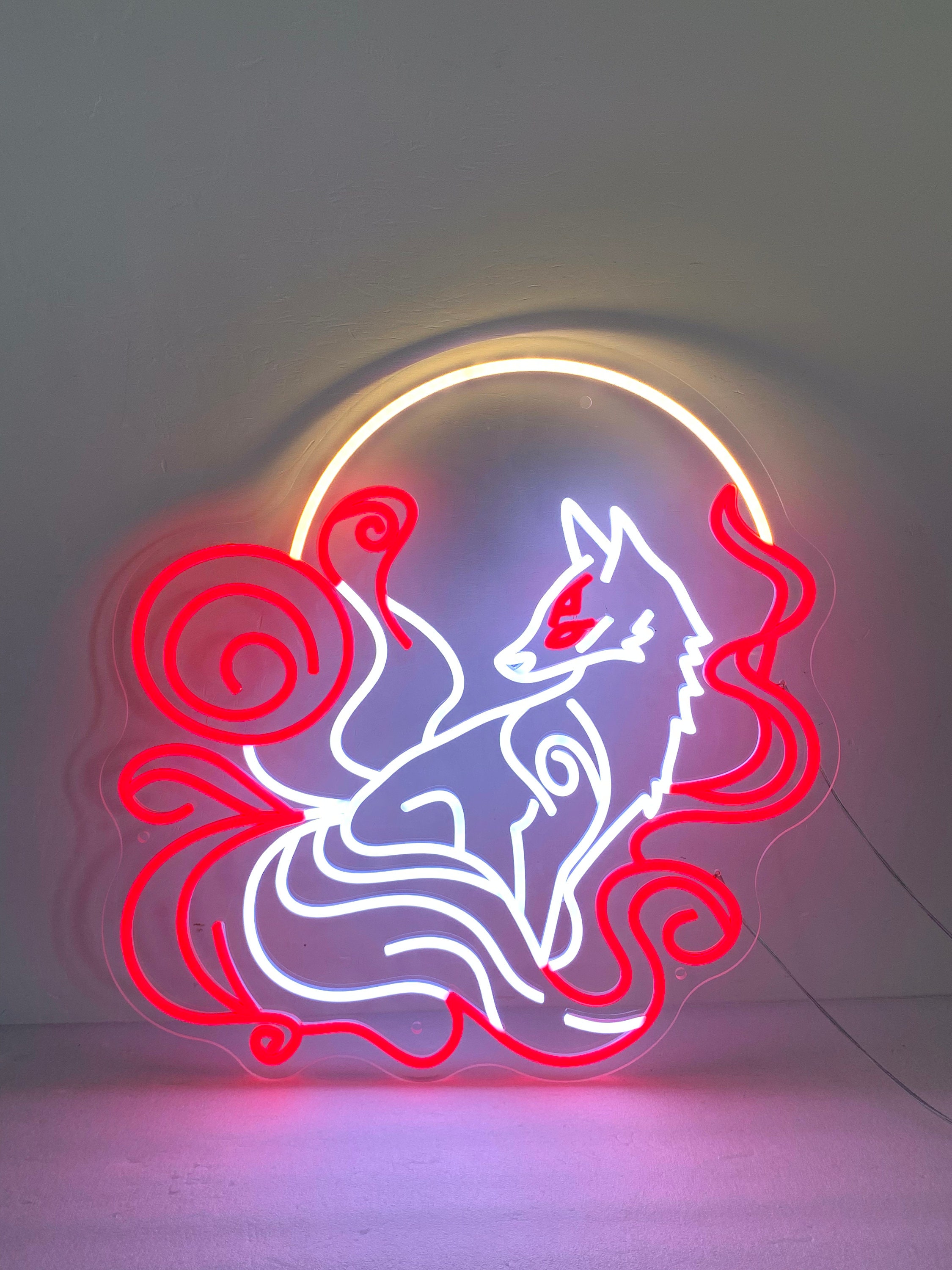 Nine Tailed Fox Neon Sign, Kitsune fox Art Light Decor, Custom Anime Neon Sign, Bedroom Fox Neon Lights, Anime Nine Tailed Fox Wall Art