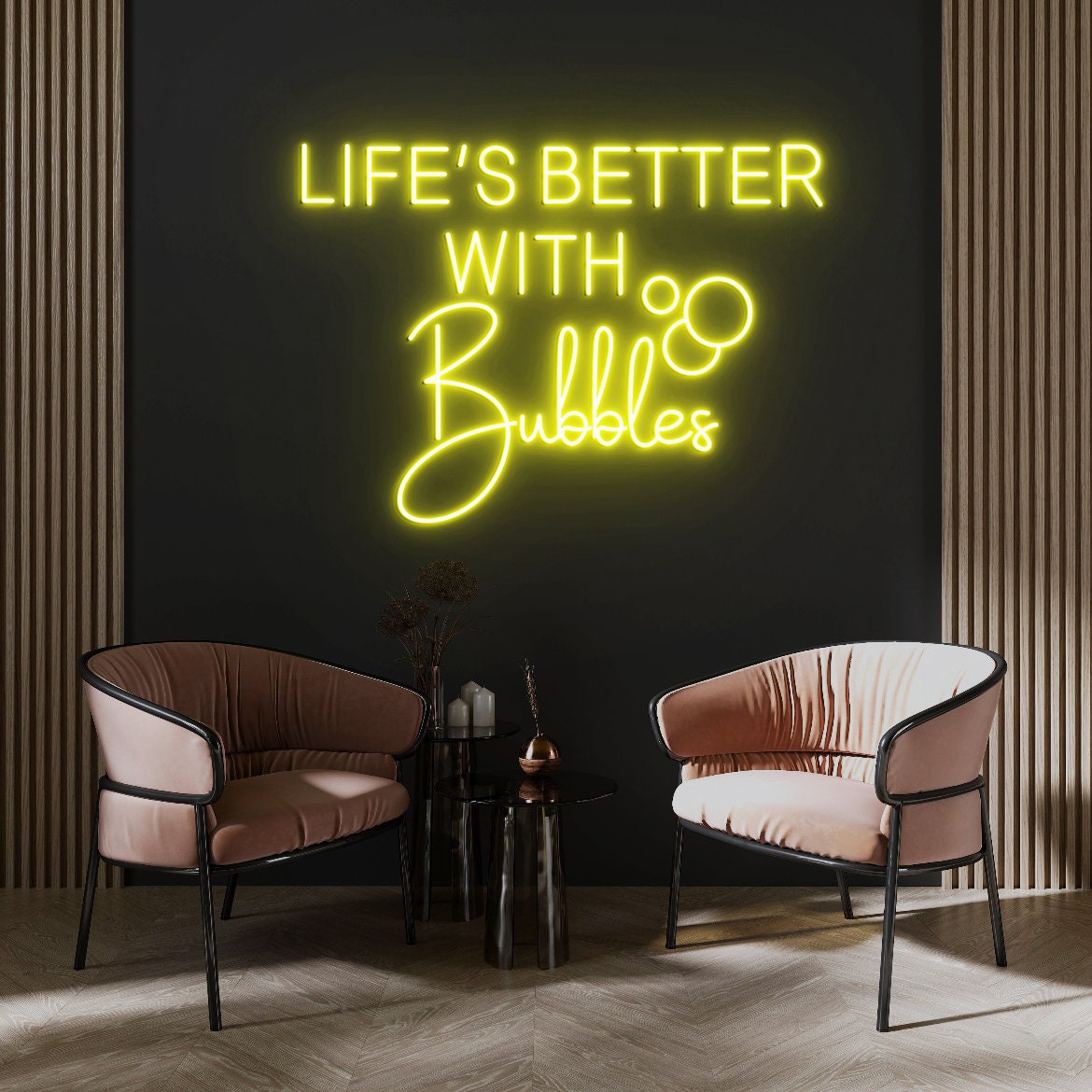 Life is better with Bubbles, Led Neon Sign, Bubbles Neon Sign, Champagne Wall Decor
