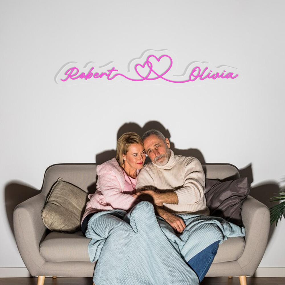 Personalized Couples Heart and Names Neon, Love Couple Neon for Women, Cute Valentine Day Neon, Valentine's Day Gifts, Happy Valentines Day