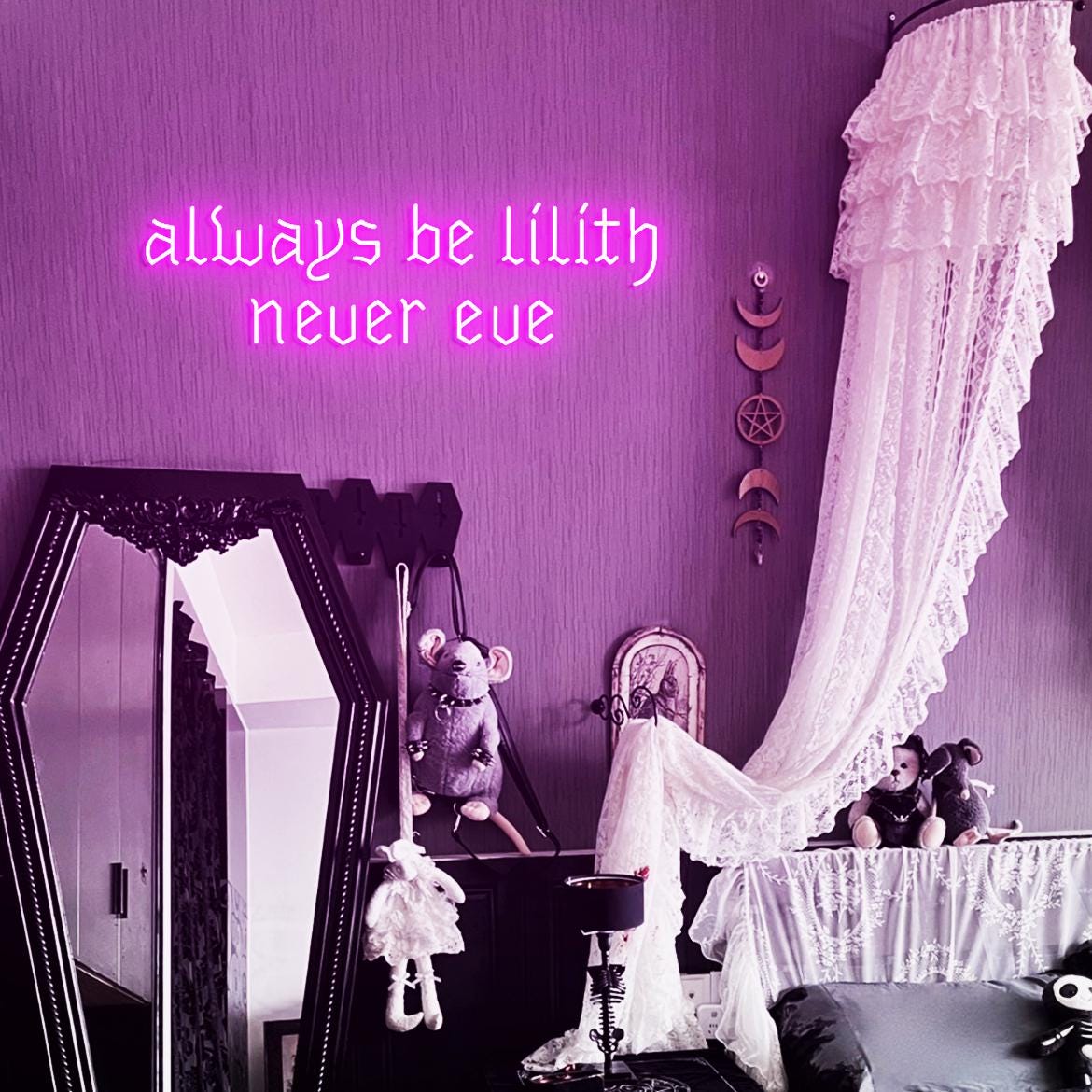 Always Be Lilith Never Eve Neon Sign, Lilith Sign for Goth Room Wall, Gothic Bedroom Wall Neon Light, Lilith Sign Wall