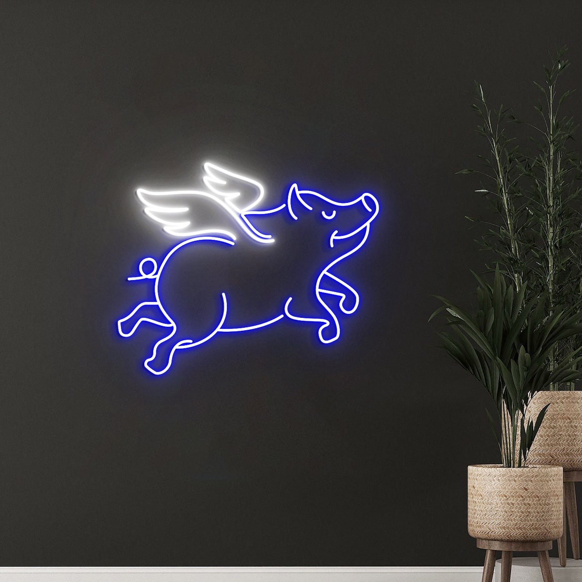 Flying Pig Neon Sign, Farmhouse Pig Decor, Farmhouse Animal Decor, Pig Wall Art, Flying Pig Art
