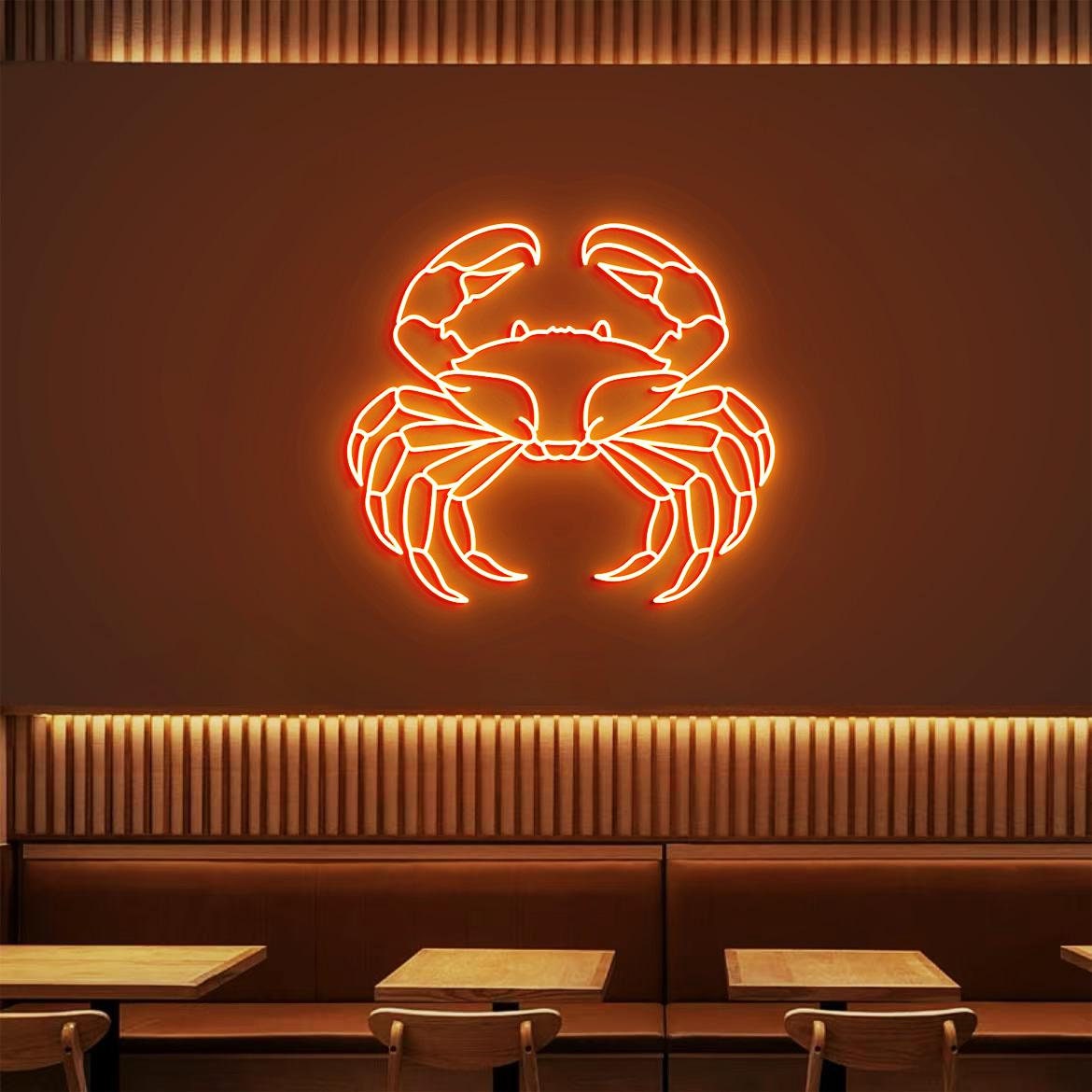 Crab Neon Sign, Red Crab Wall Neon Light, Wall Crab Art, Large Red Crab Decor, Crab Restaurant Neon Sign Light, Seafood Restaurant Decor