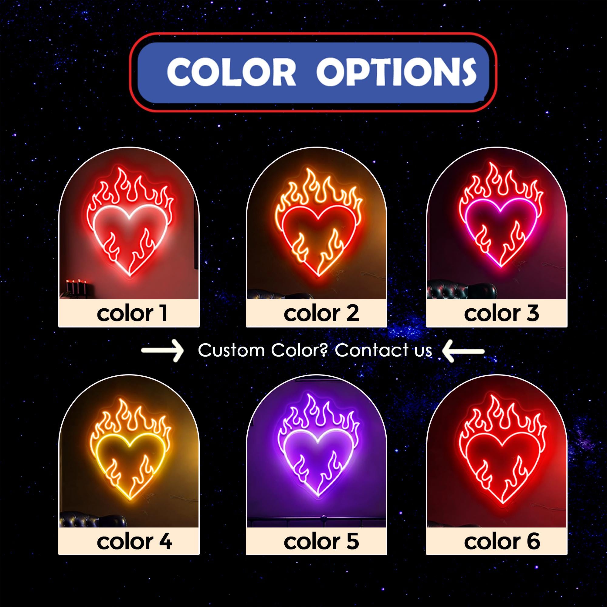 Heart with fire Neon Sign, Love Neon Light, Heart Led Sign Wall Decor, Heart Fire Led Light Sign, Neon Heart Sign, Custom Heart Neon Sign