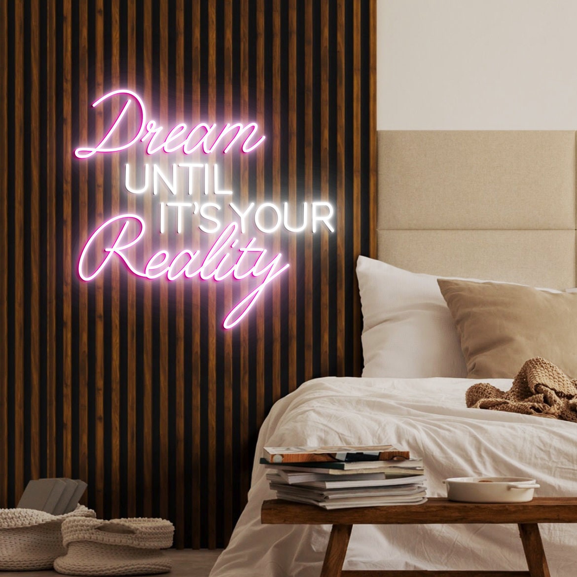 Dream Until It's Your Reality, Neon Sign Light, Custom Neon Lights Inspirational Quote Neon Sign