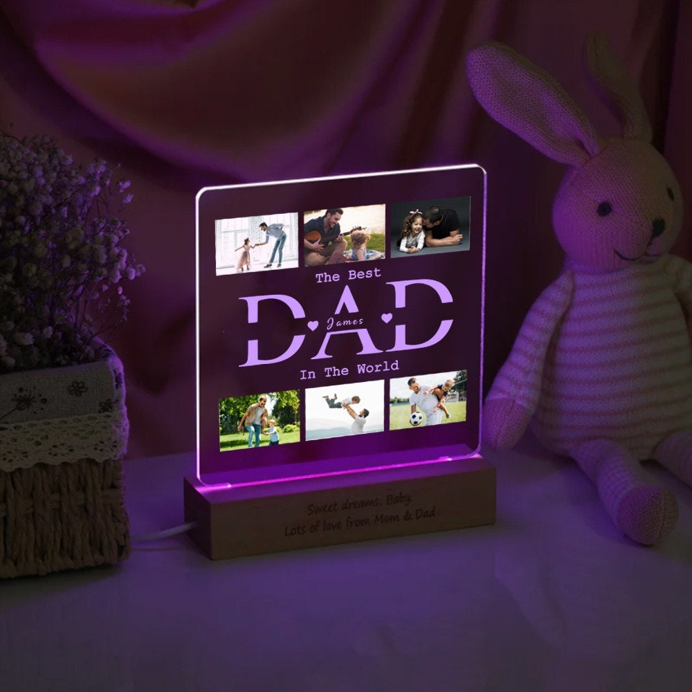 Personalized Dad Photo Gifts, Gift for Dad, Best Dad Ever, Fathers Day Gifts, Personalized Gifts, Bedroom Night Light, Dad Personalized Gift