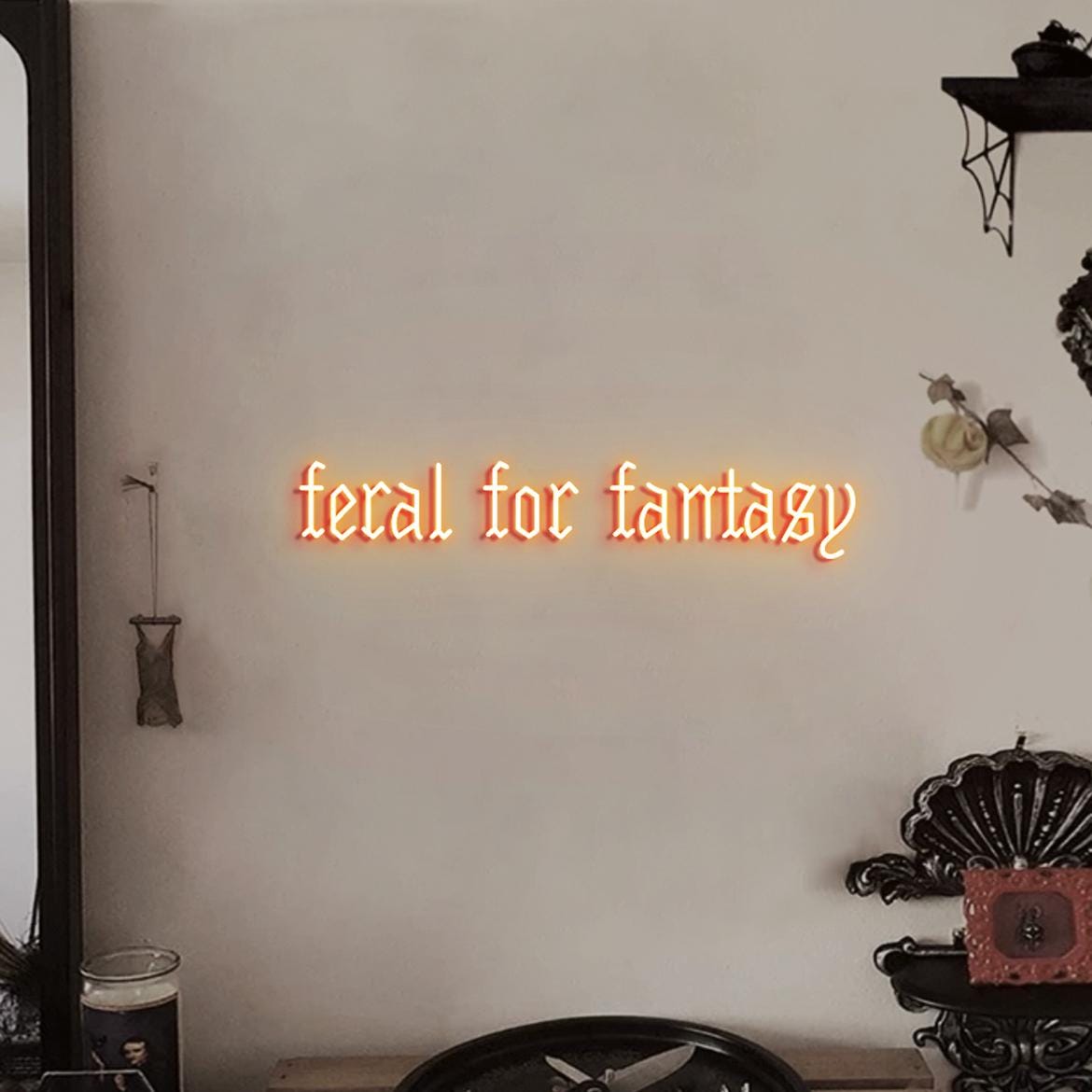 Feral For Fantasy Neon Sign, Feral Sign, Custom Neon Sign Fantasy Books Room Wall Decor, Fantasy Reader Gift, Fantasy Sign, Goth Ideas