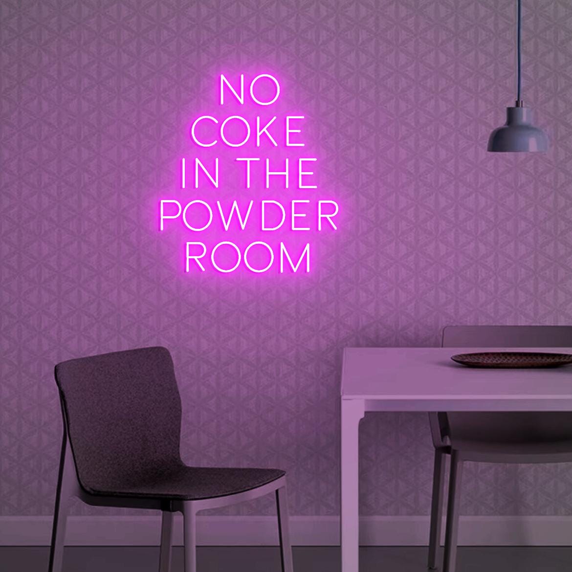 Neon Sign No Coke in the Powder Room, Funny Neon Sign for Bathroom Wall, No Coke Sign for Bar Party, No Coke Sign Powder Room Wall