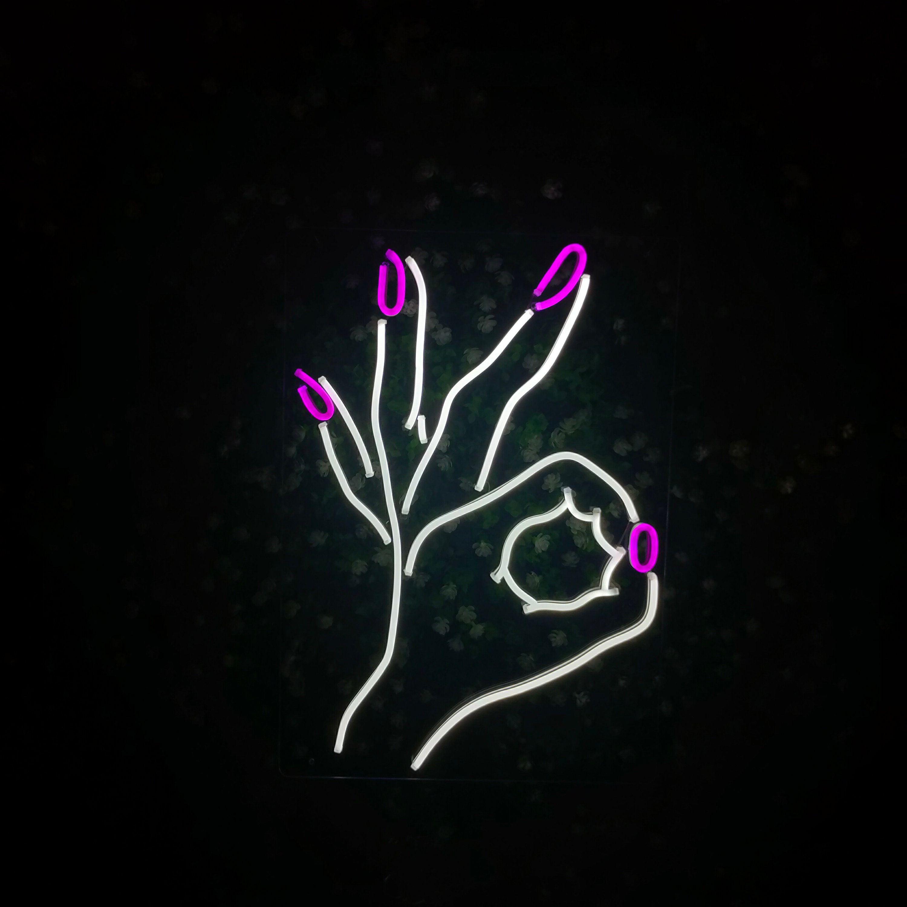 Neon Sign Light Custom OK Hand Finger Wall Business Gift Lamp| Custom Neon Sign For Home Bar Party Shop Decor Beauty Nail Decoration