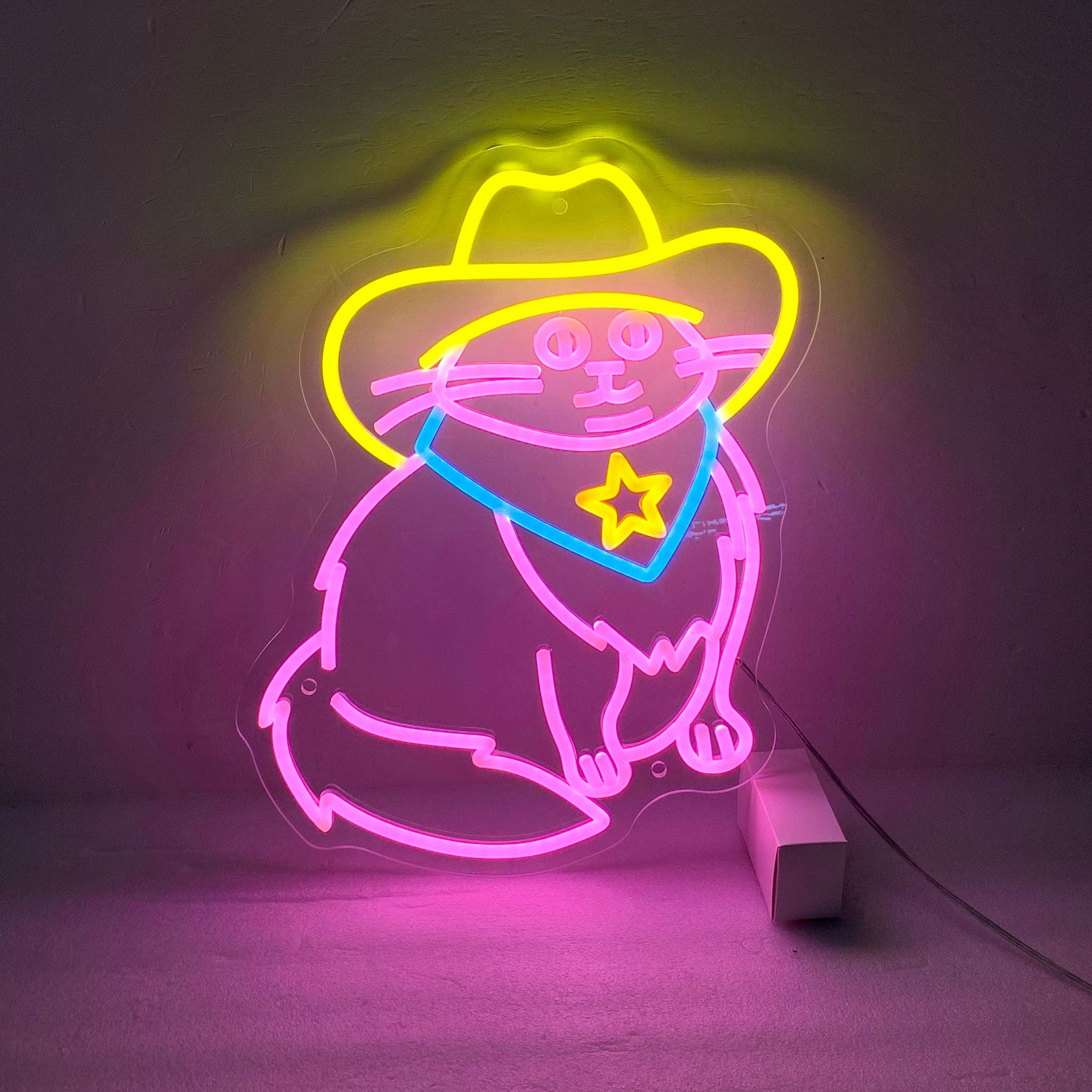 Cowboy Cat Neon Sign, Cat Led Sign, Cartoon Cat, West Cowboy Cat Neon Sign, Christmas Gift, West Cowboy Cat