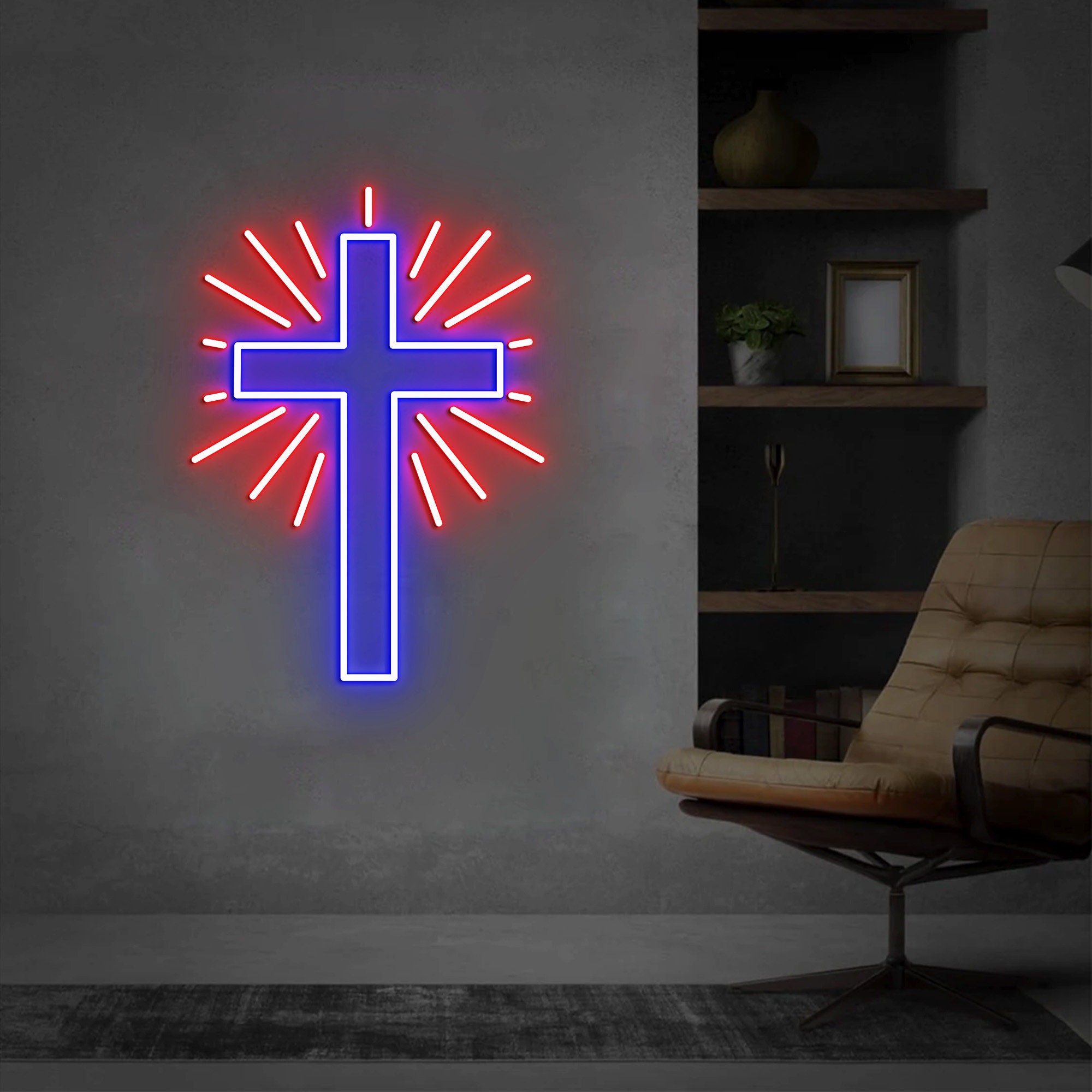Christian Cross Neon Light, Neon Sign Light Decor, Cross Neon Sign, Bedroom Neon Lights, Religious Faith Neon Sign, Wall Decoration