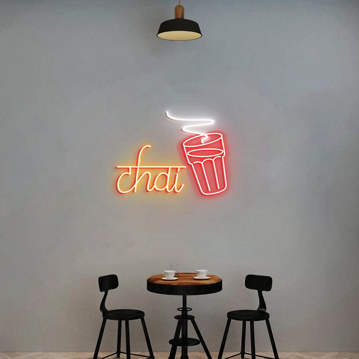 Chai Neon Sign Light, Indian Chai Sign for Dining Room, Restaurants Decor, India Chai Bar Wall SignChai, Chai Sign for Business Decor