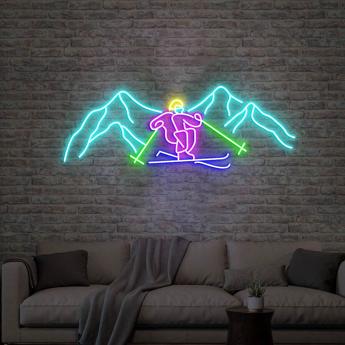 Ski Neon Sign, Ski Wall Decor, Skier Neon Sign, Gifts for Skiers, Ski Goggles Neon Sign, Snow Goggles