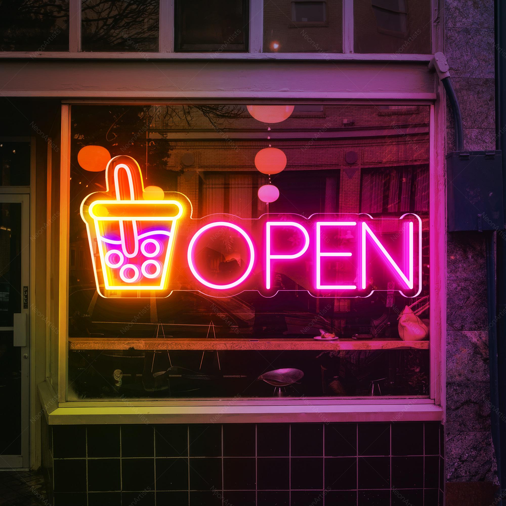 Boba Tea Open Sign|Open Bubble Tea Neon Sign|Open Milk Tea Neon Sign|LED Neon light For Milk Tea|Milk Tea Wall Decor Sign|Led Open Light