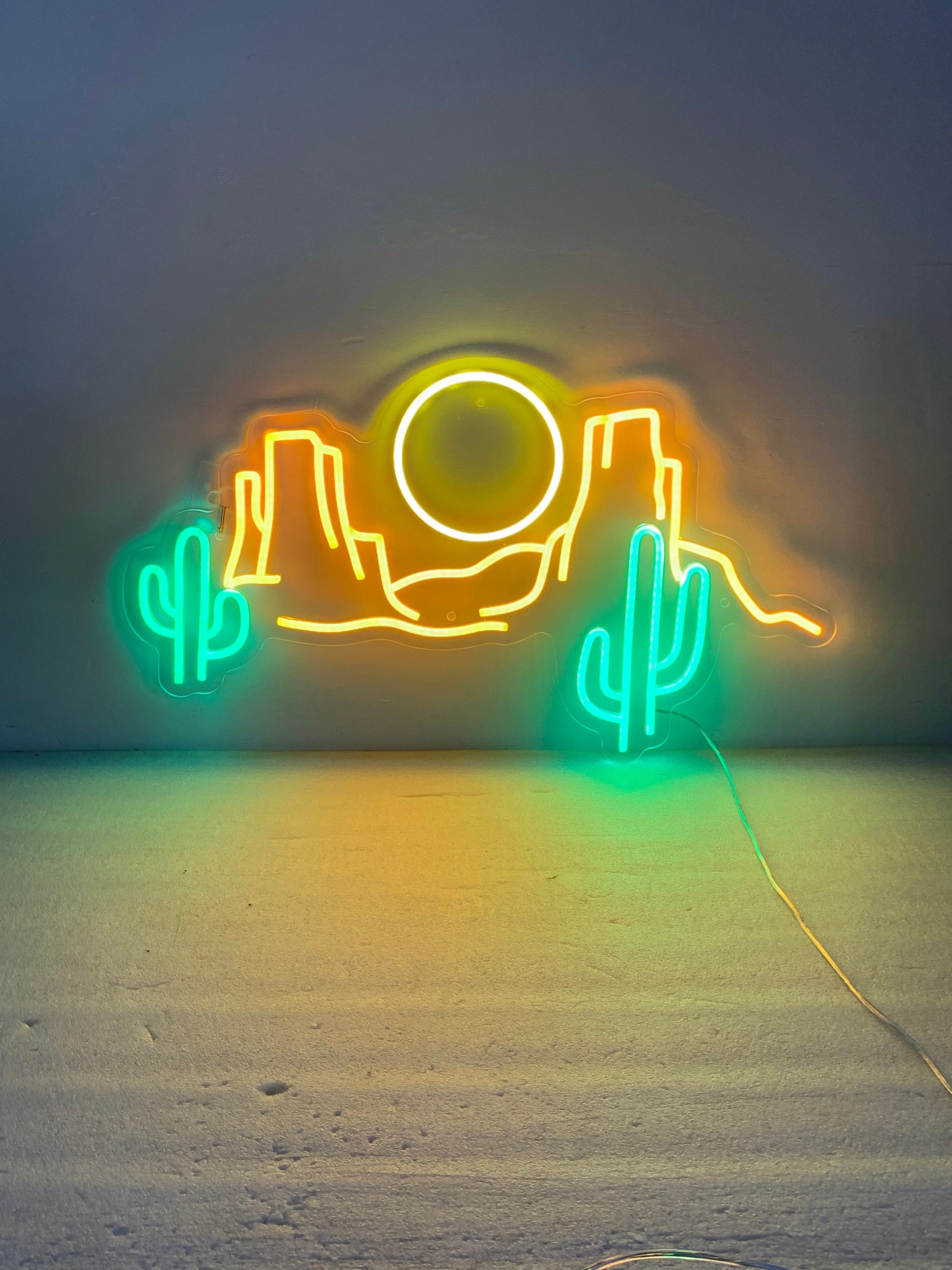 Desert with Cactus Neon Light, Desert Decor, Desert Neon Light, Wild West, Gift for Husband