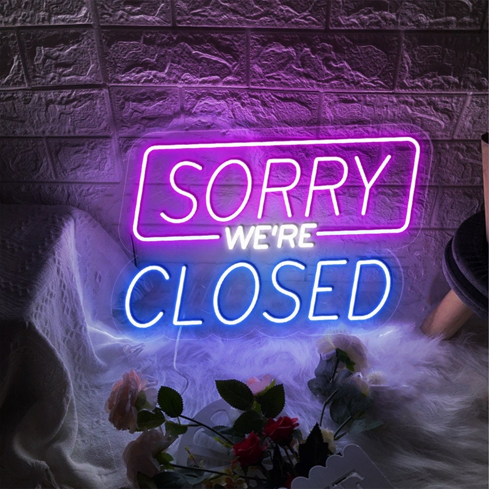 Close Neon Sign, Sorry We’re Closed Neon Sign, Close Business Led Sign, Close Store Sign, Close Shop Sign Close Wall Art Open and Close Sign
